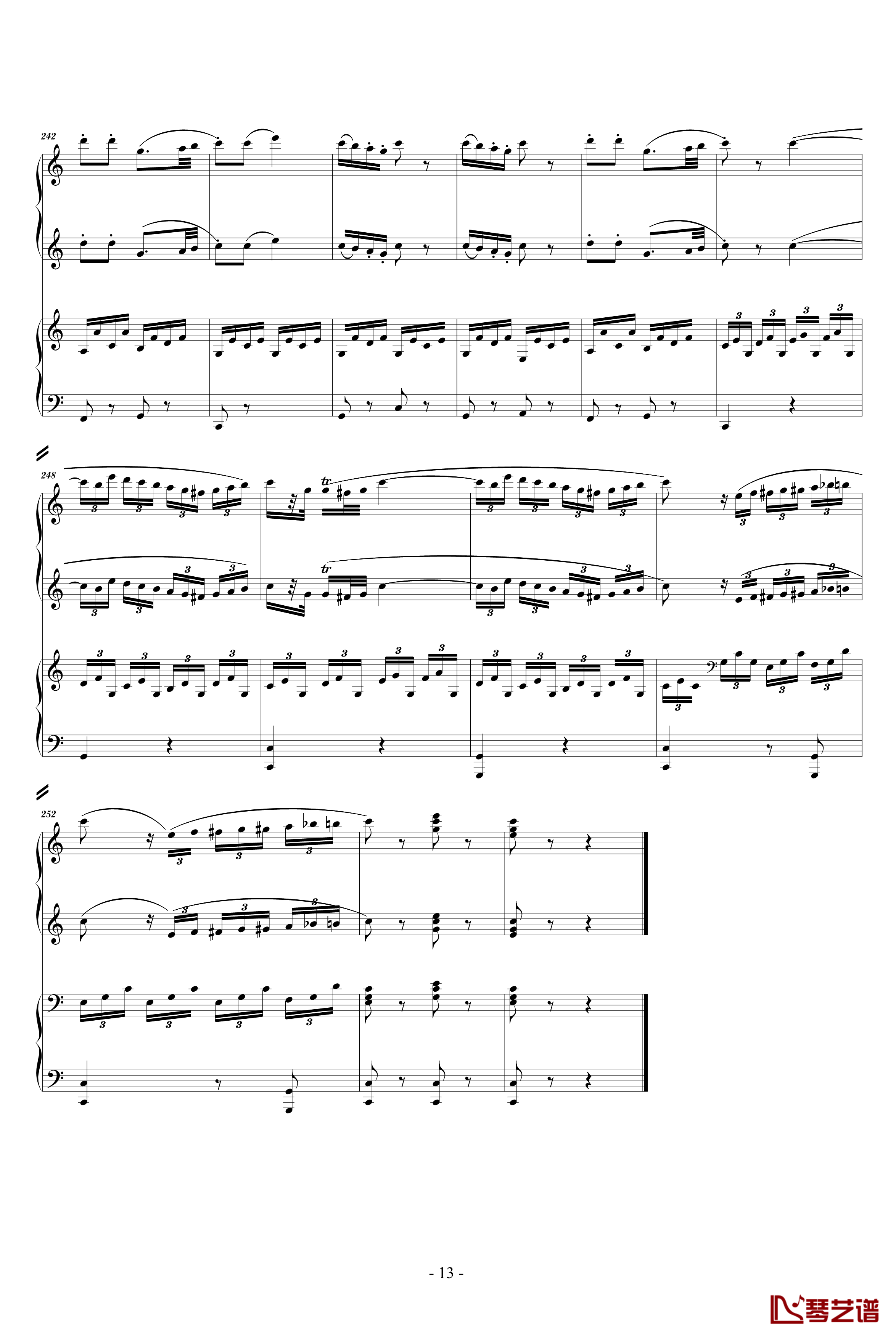 C大调四手联弹琴奏鸣曲钢琴谱-第三乐章-莫扎特13