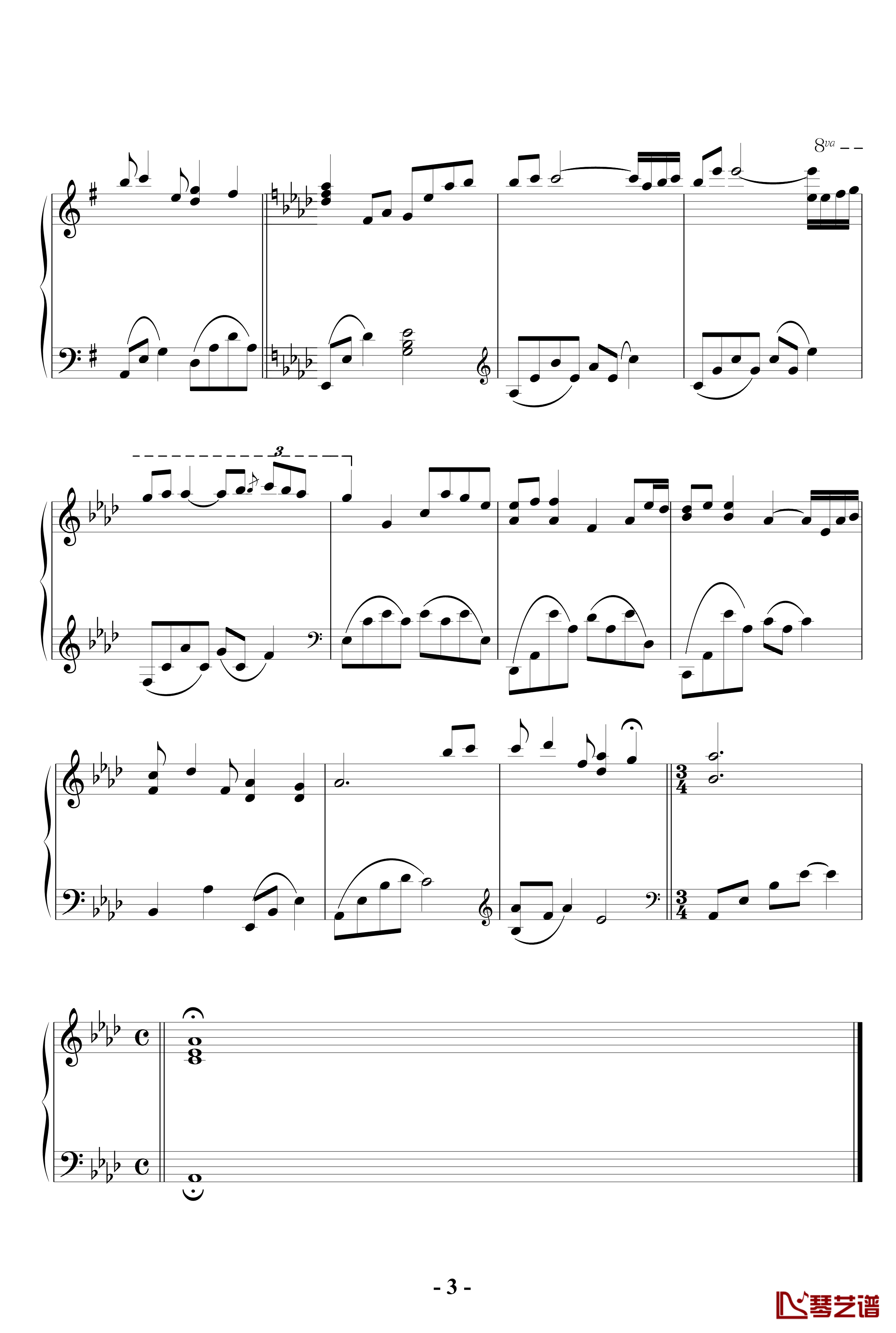 kiss  the rain钢琴谱 简化版-Yiruma3