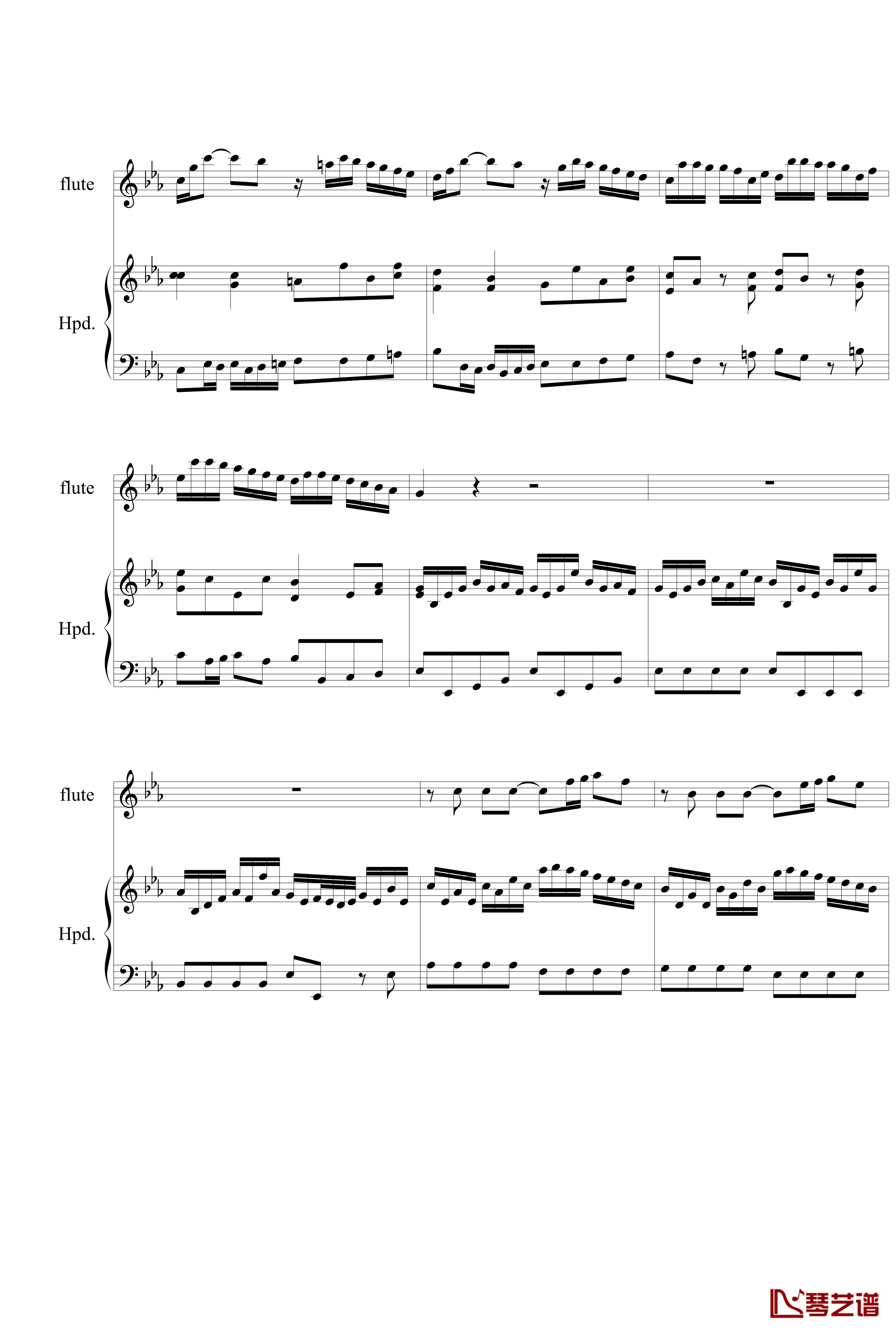 羽管键琴协奏曲BWV1031第一乐章钢琴谱-巴赫-P.E.Bach6
