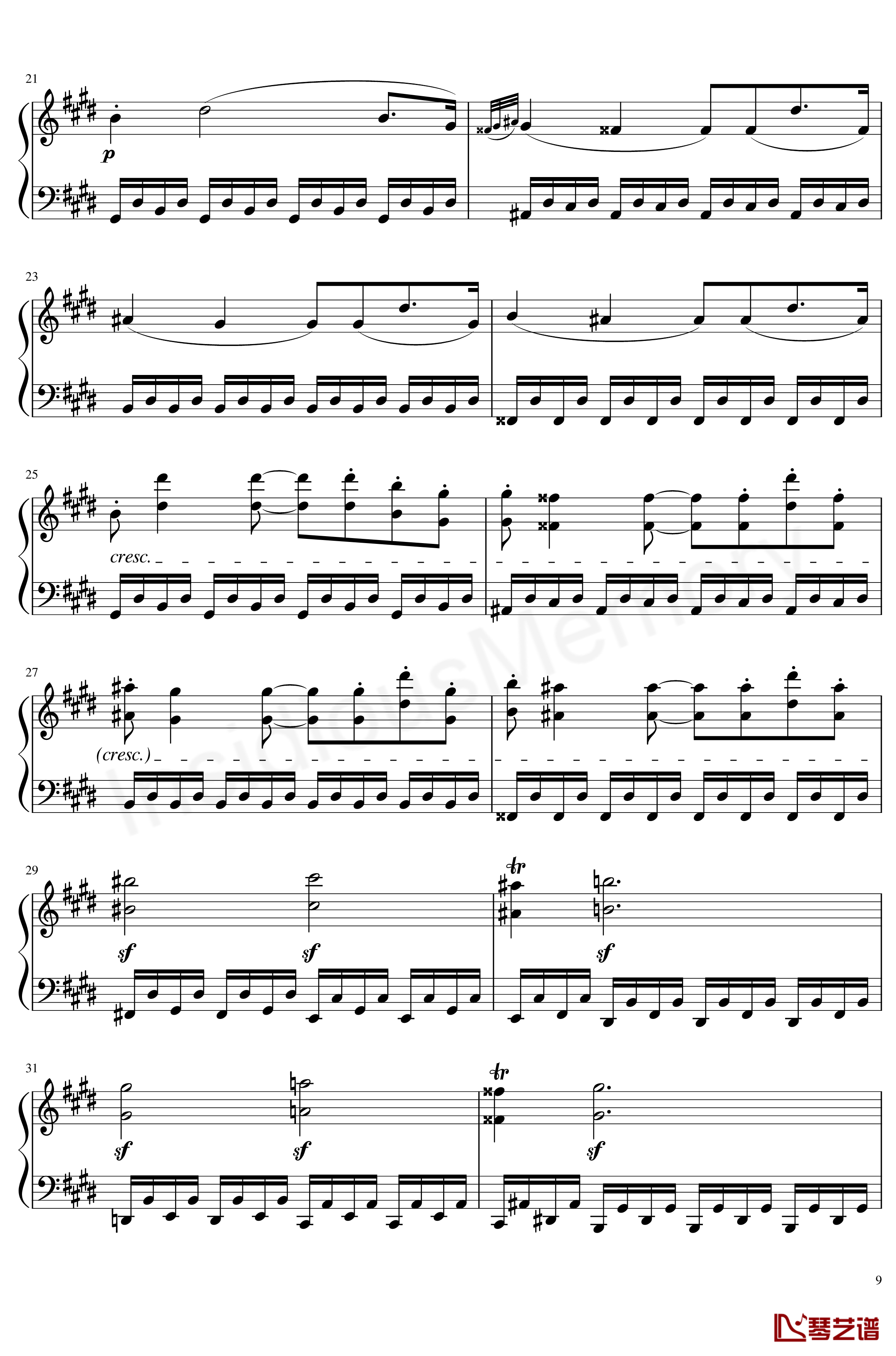 月光奏鸣曲钢琴谱-贝多芬-beethoven9