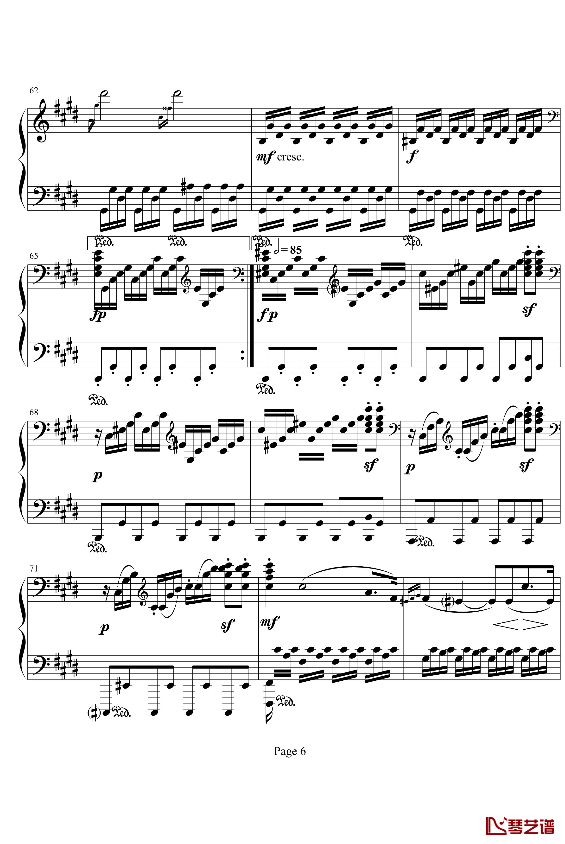 月光奏明曲钢琴谱-作品27之2-贝多芬-beethoven6