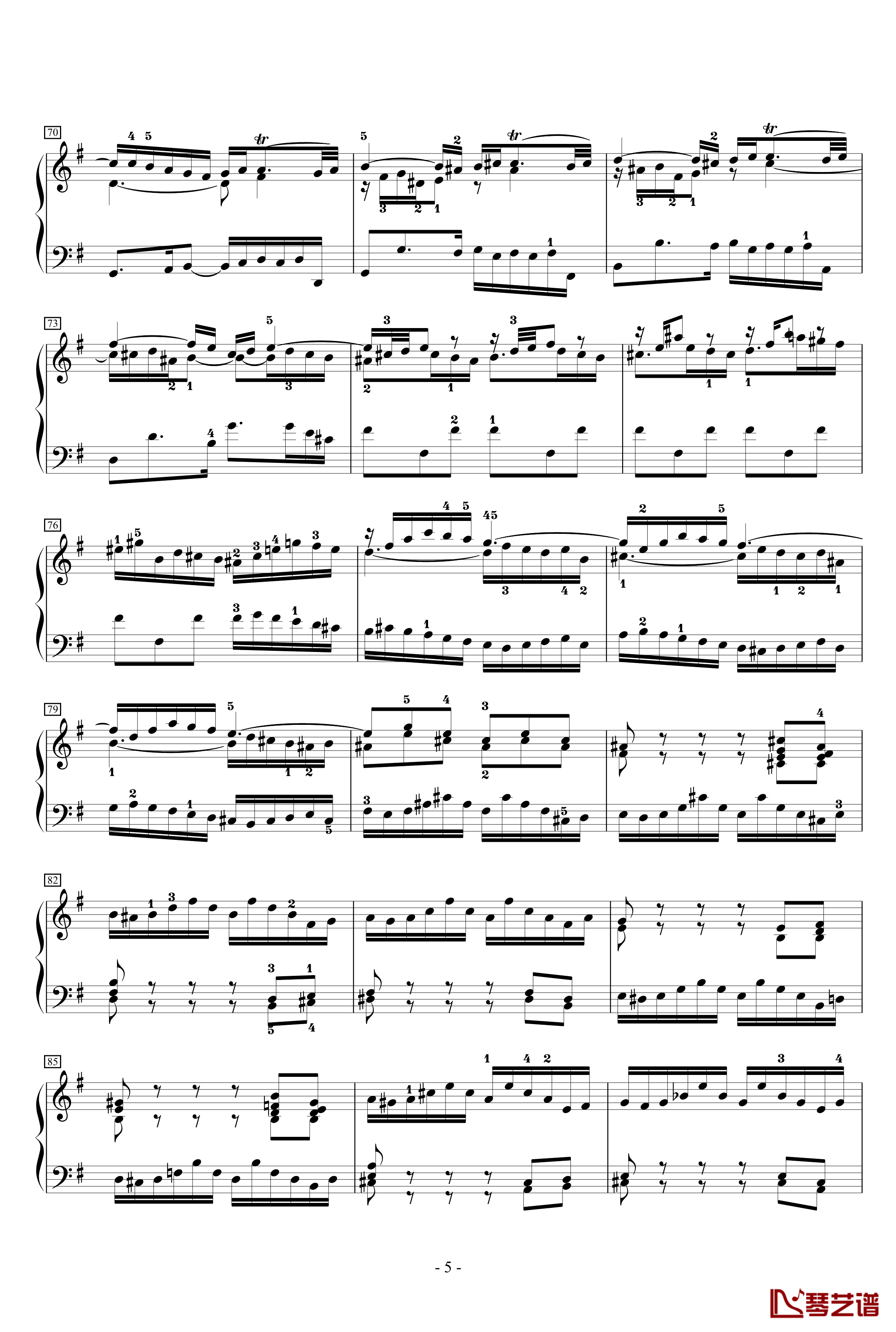 前奏曲英国组曲5-J.S钢琴谱-巴赫5