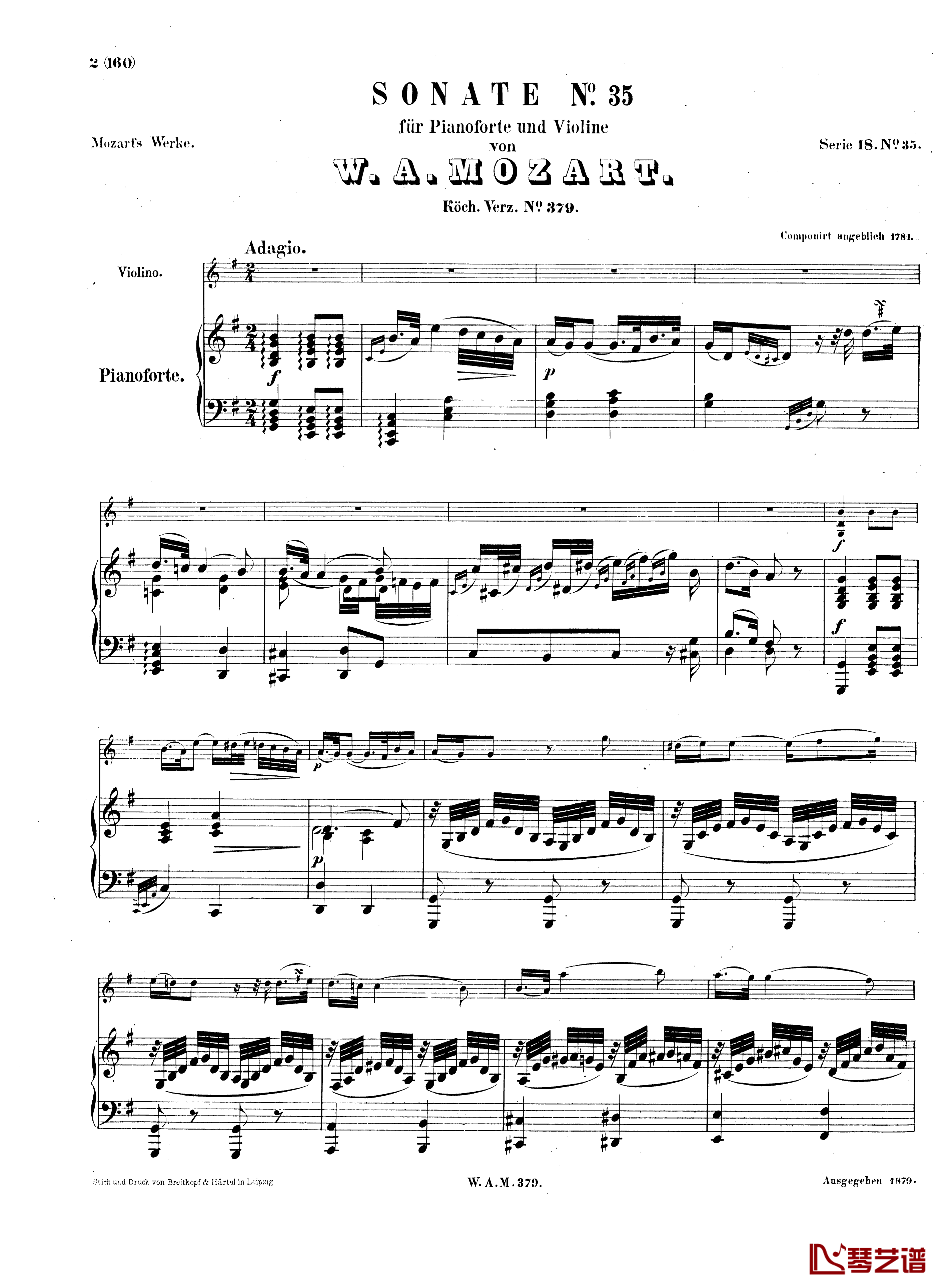 G大调小提琴奏鸣曲K.379钢琴谱-莫扎特1