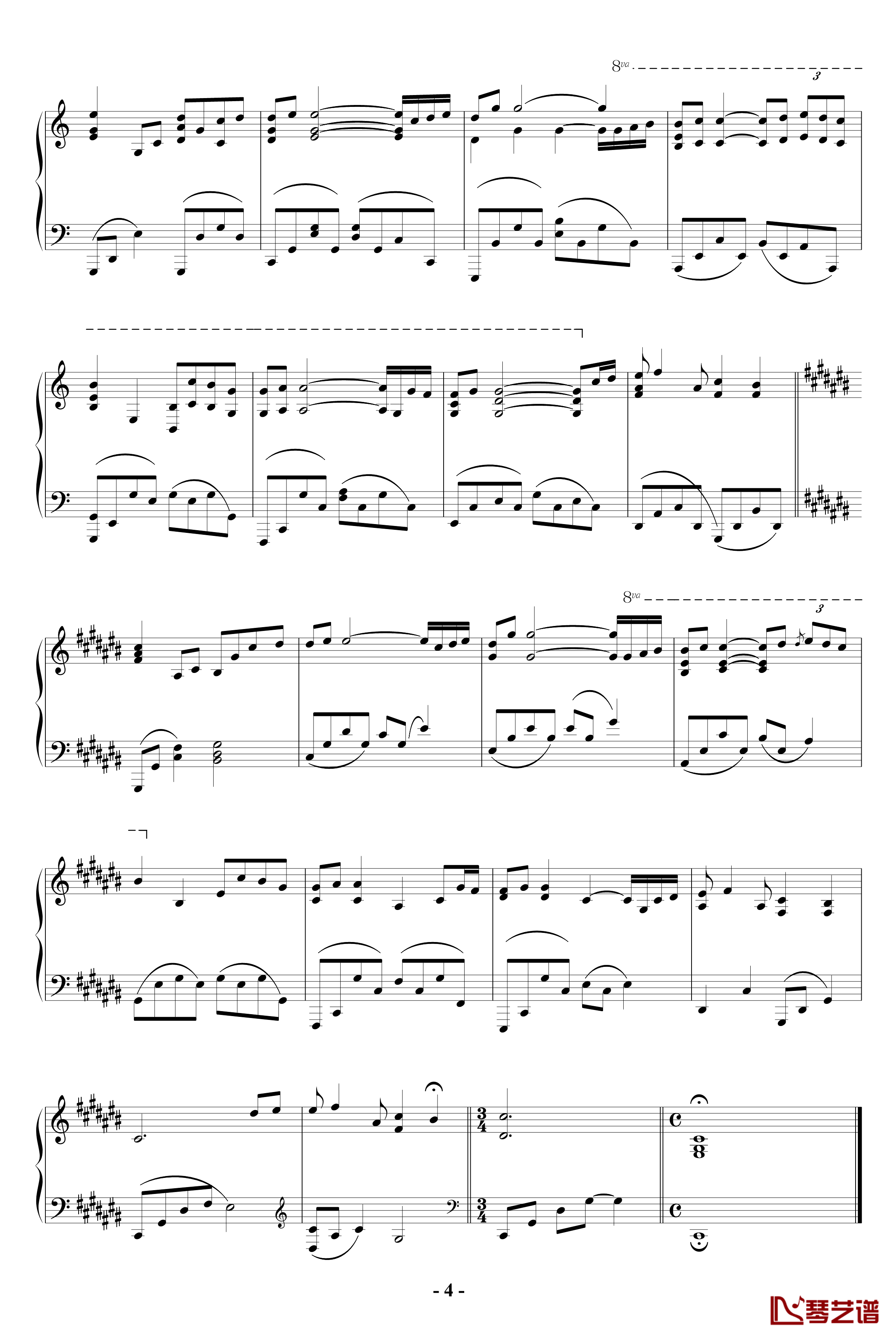 雨的印记钢琴谱-Kiss the rain-C调版-Yiruma4