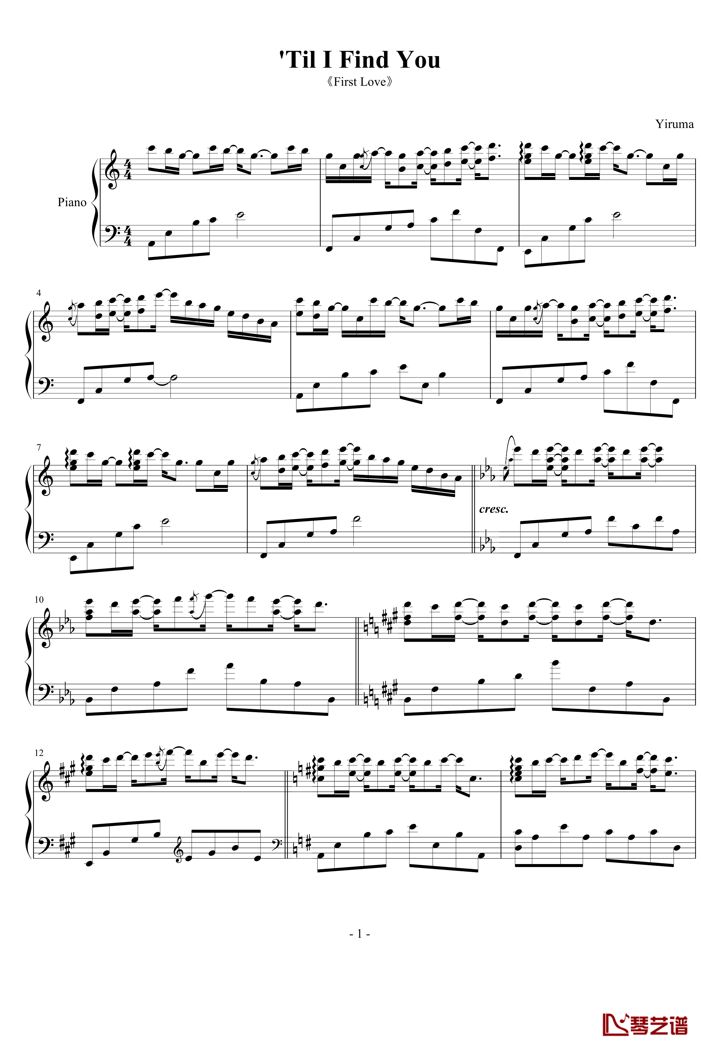 'Til I Find You钢琴谱-Yiruma1