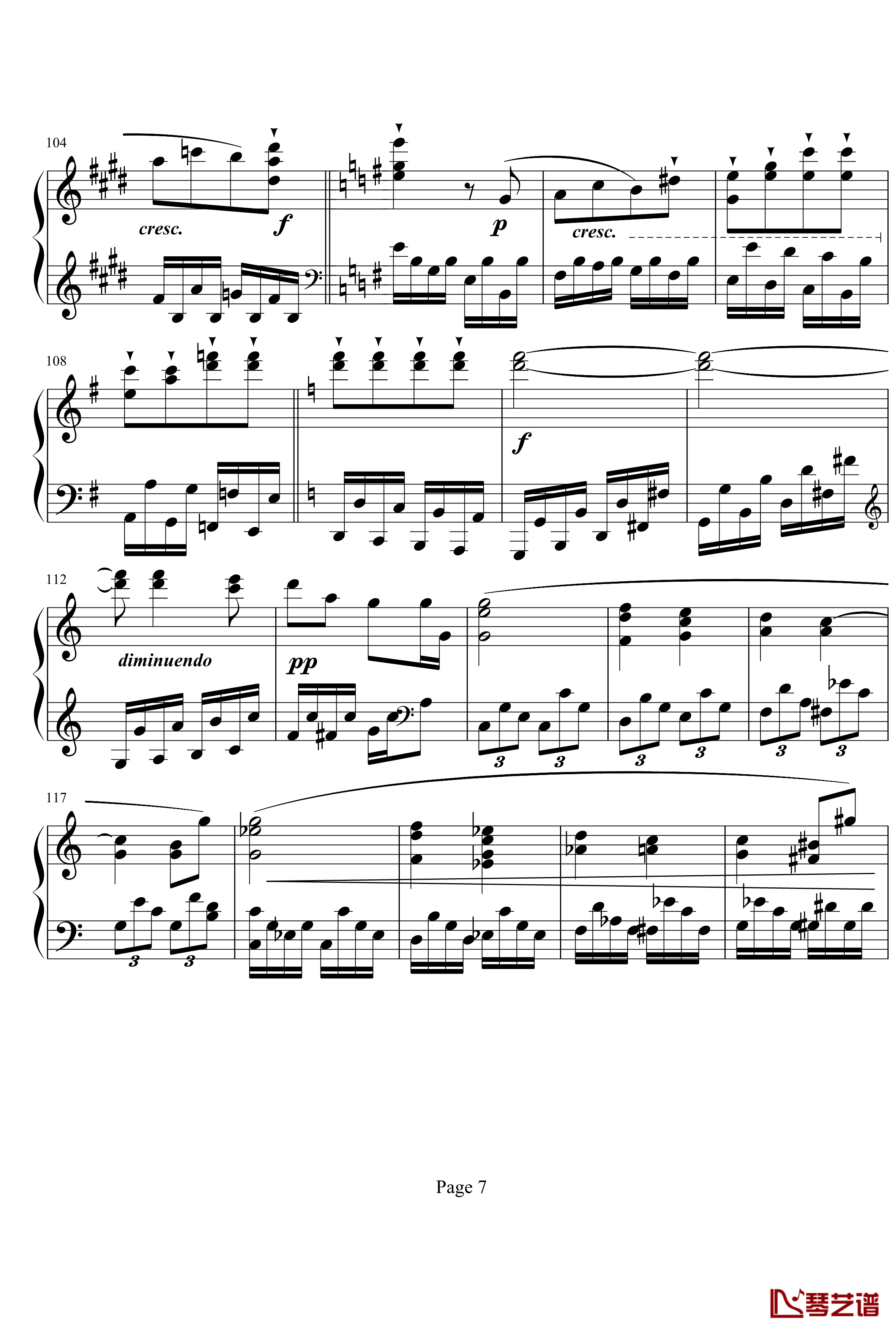 贝多芬第27钢琴奏鸣曲第二乐章钢琴谱-贝多芬7