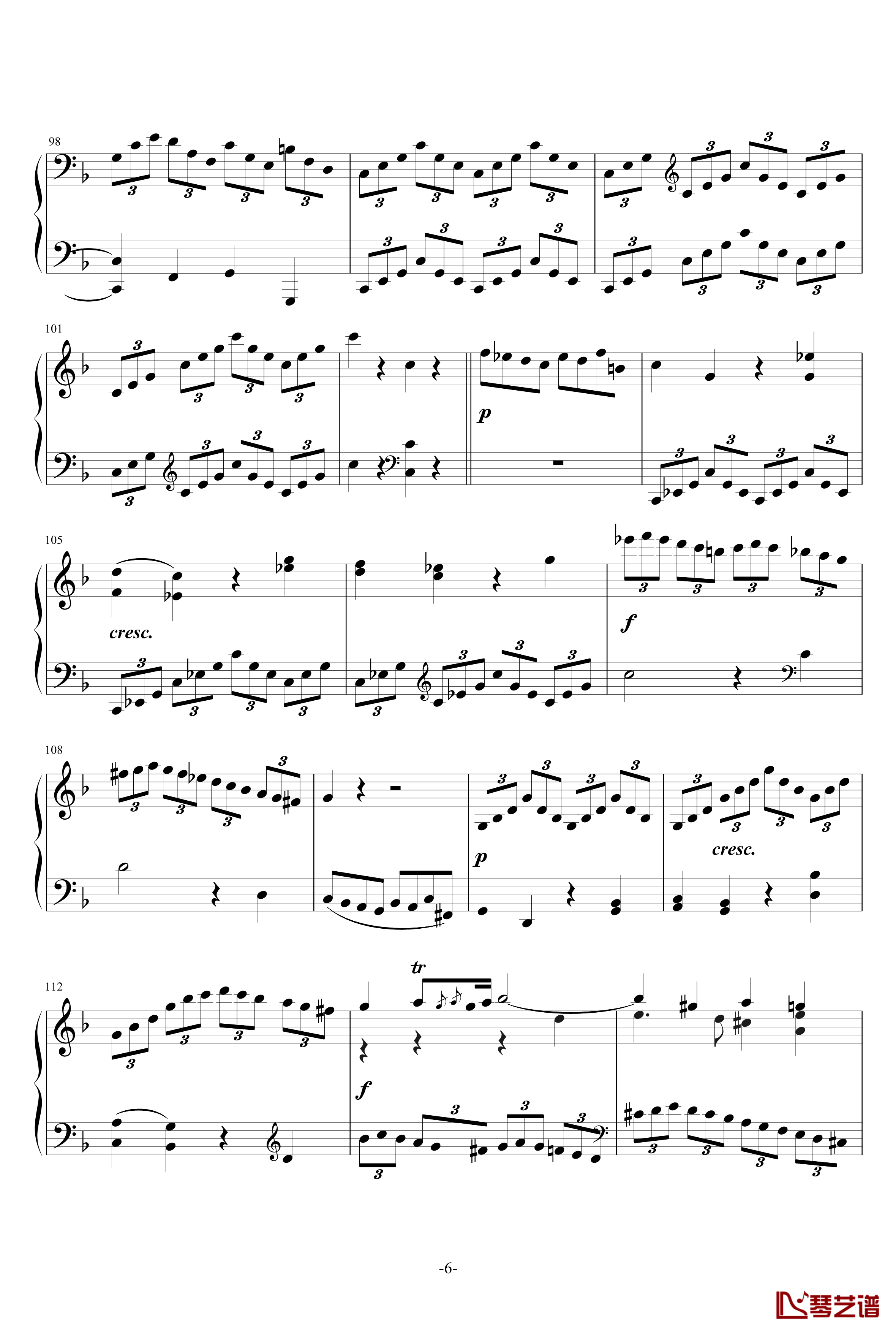 F大调奏鸣曲钢琴谱-莫扎特6