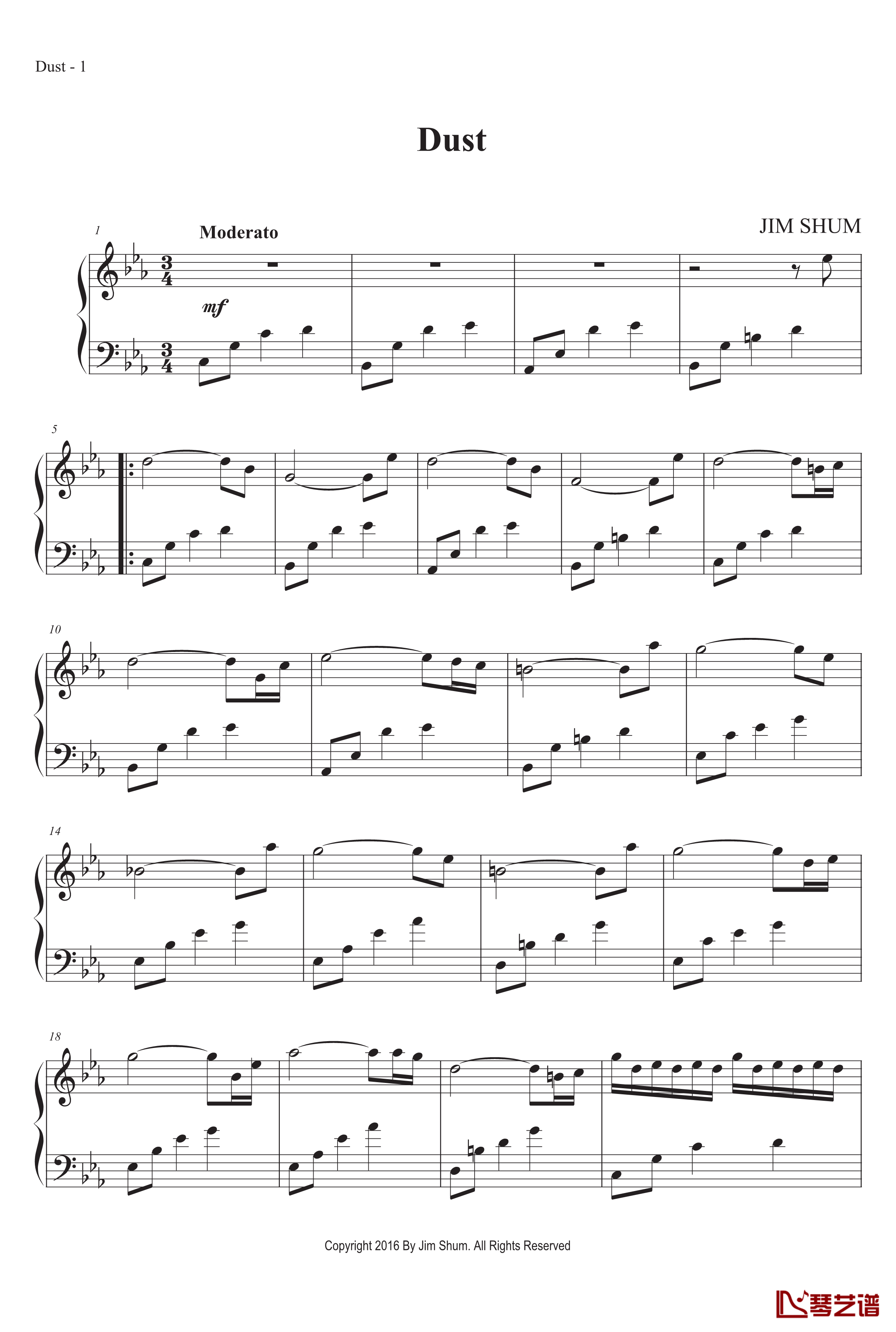 DUST钢琴谱-MrSHUM1