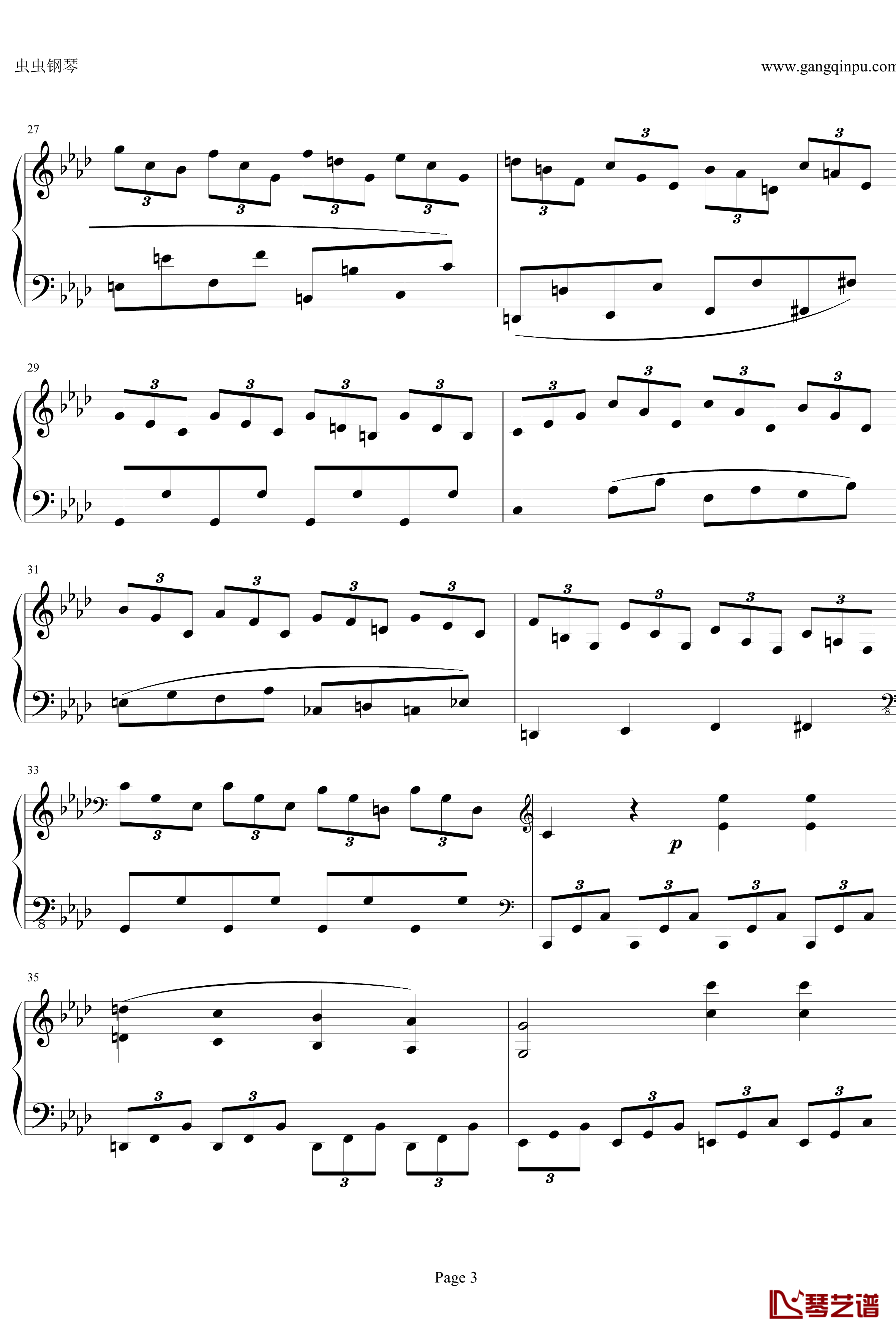 贝多芬第一钢琴奏鸣曲钢琴谱-作品2，第一号-贝多芬-beethoven3