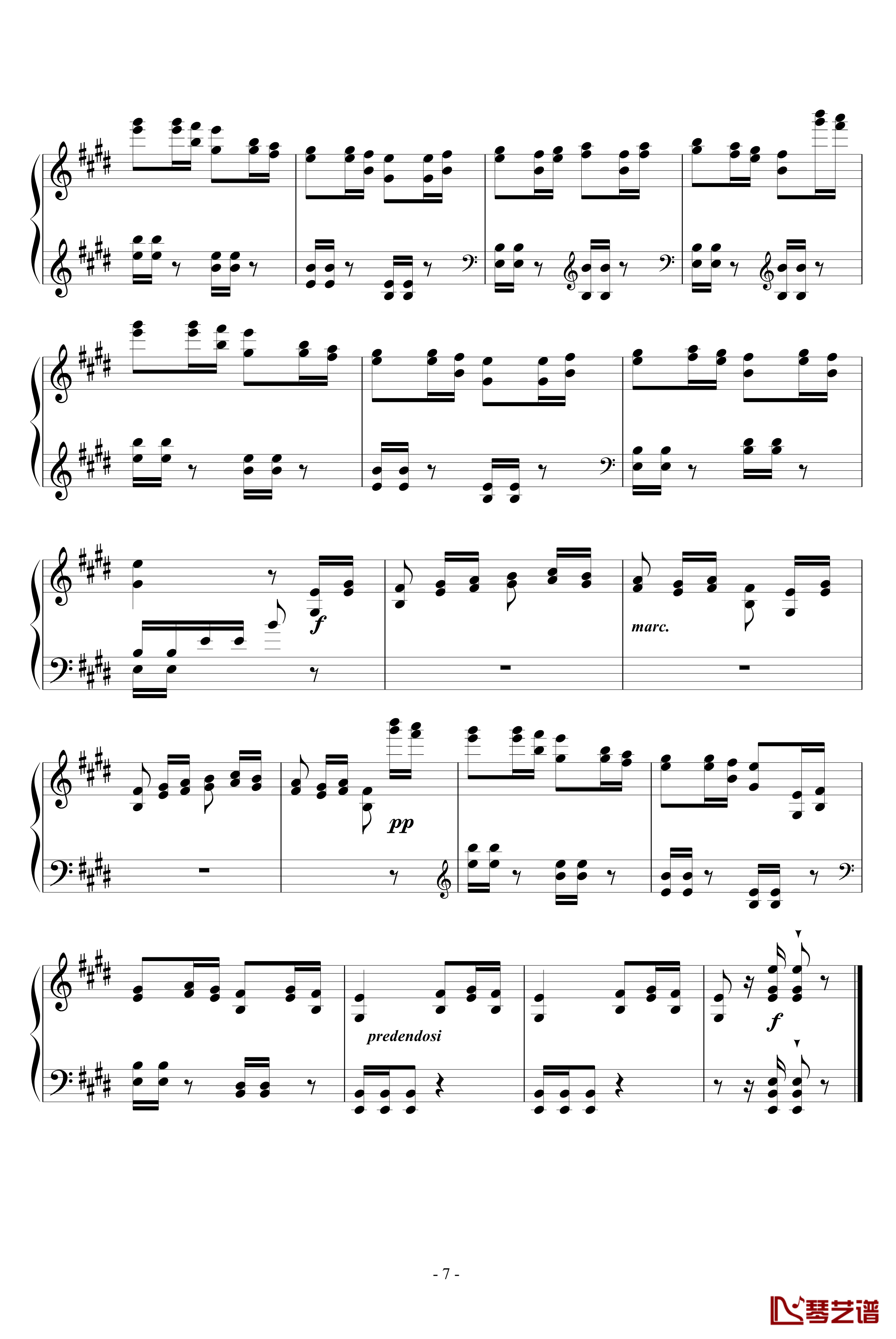 帕格尼尼练习曲5钢琴谱-李斯特7