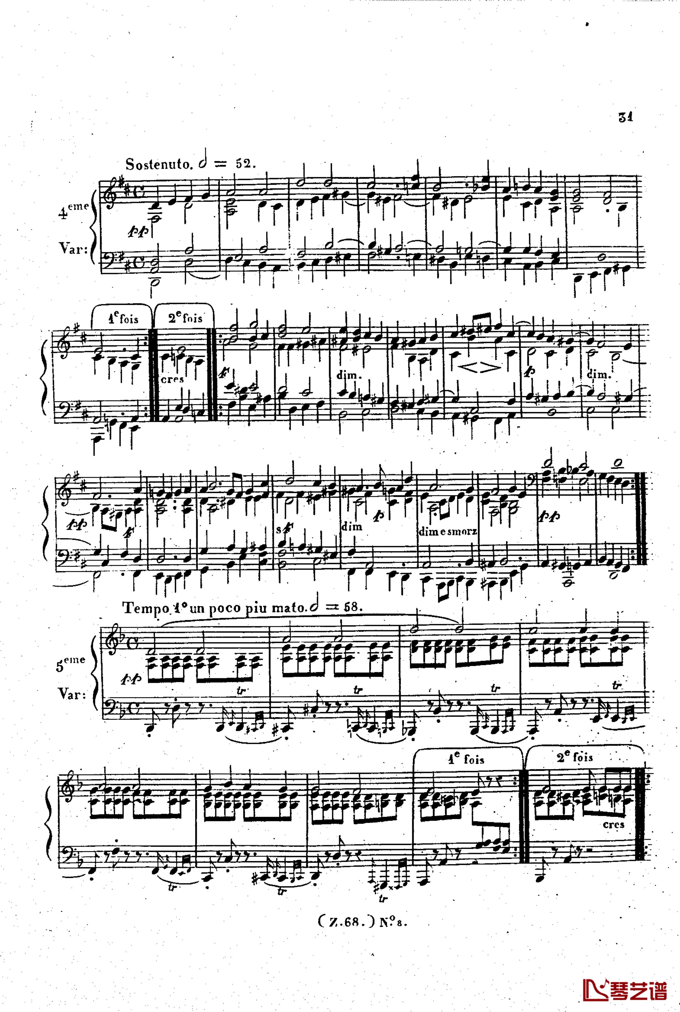  d小调第六钢琴奏鸣曲 Op.124钢琴谱-车尔尼-Czerny32