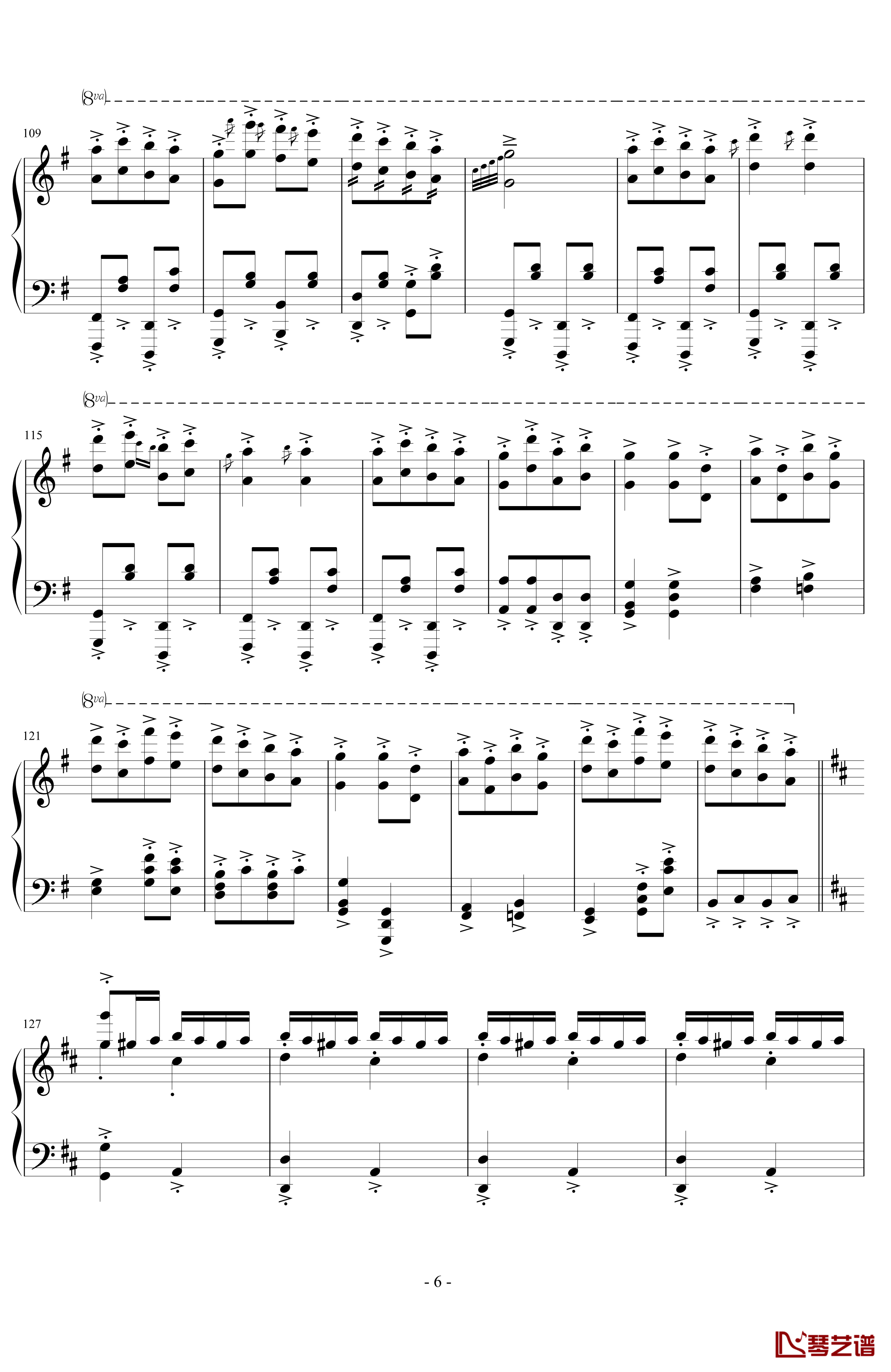康康舞钢琴谱-奥芬巴哈6