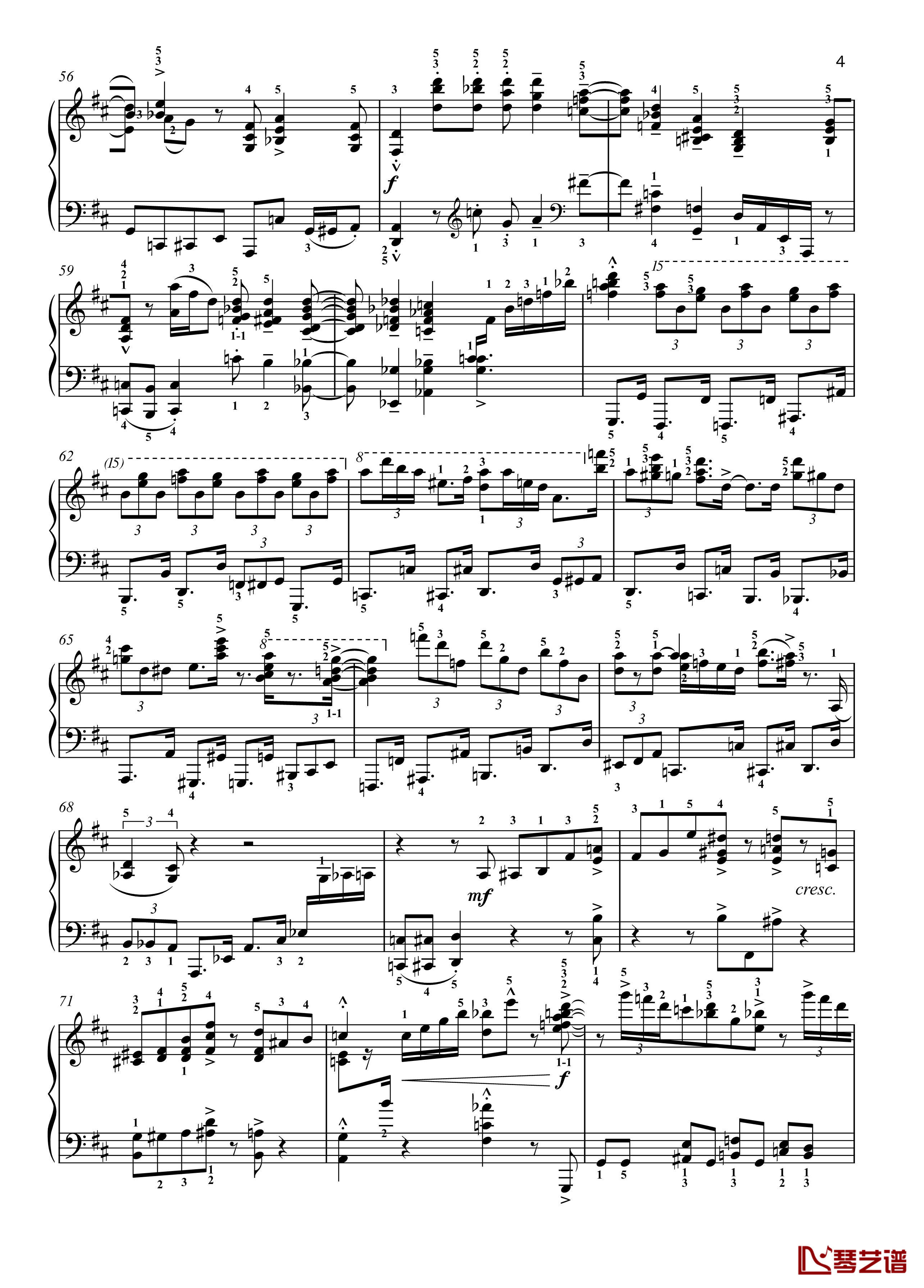 Eight Concert ?tudes Op 40 - No. 5. Shuitka钢琴谱- 八首音乐会练习曲 -爵士-尼古拉·凯帕斯汀-Nikolai Kapustin-带指法4
