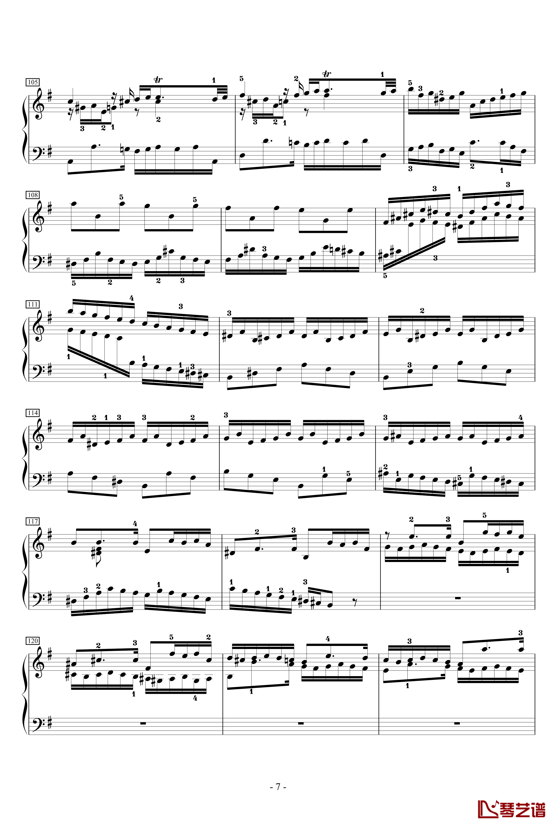 前奏曲英国组曲5-J.S钢琴谱-巴赫7