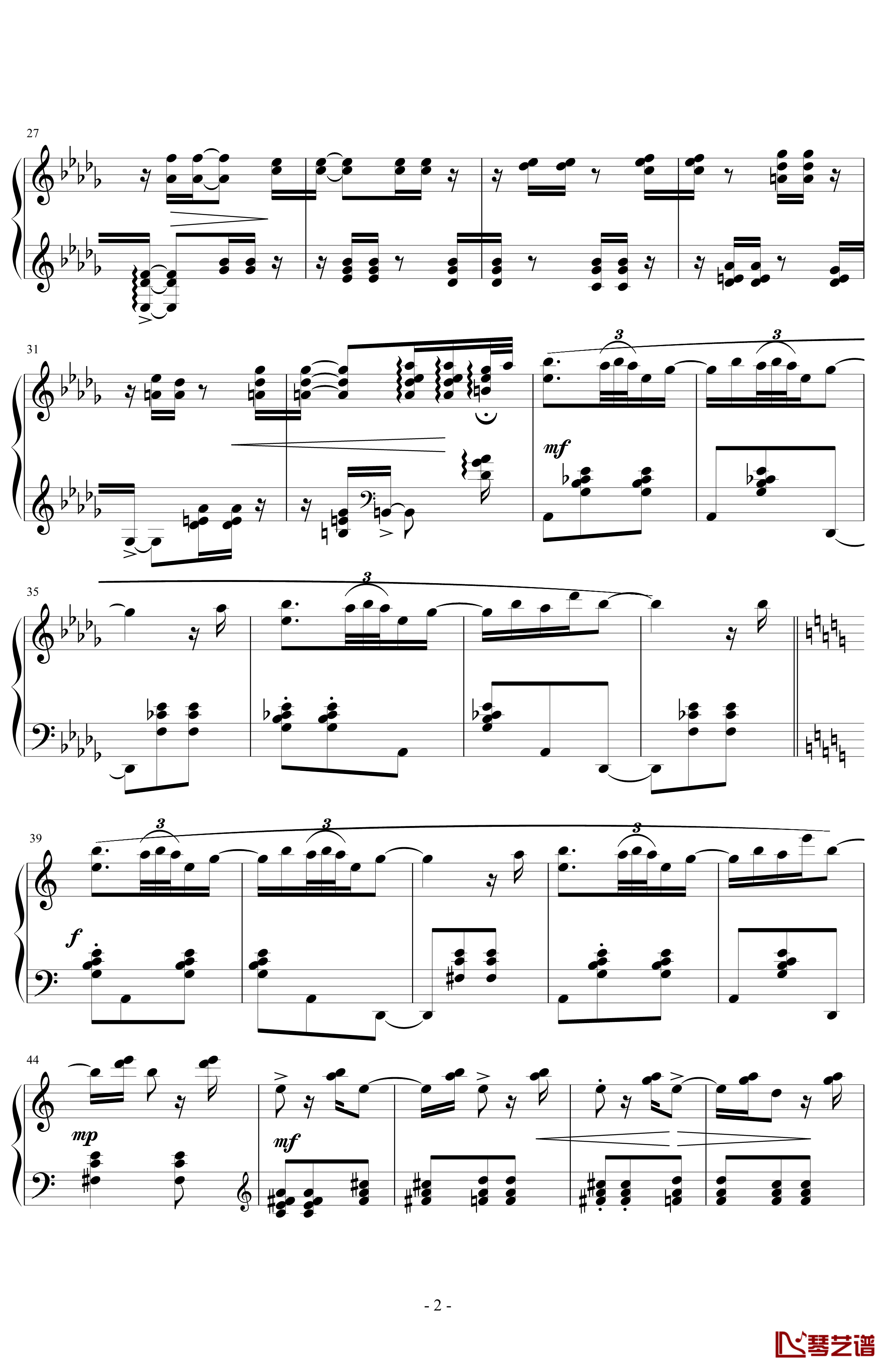 流年钢琴谱-天心琴2