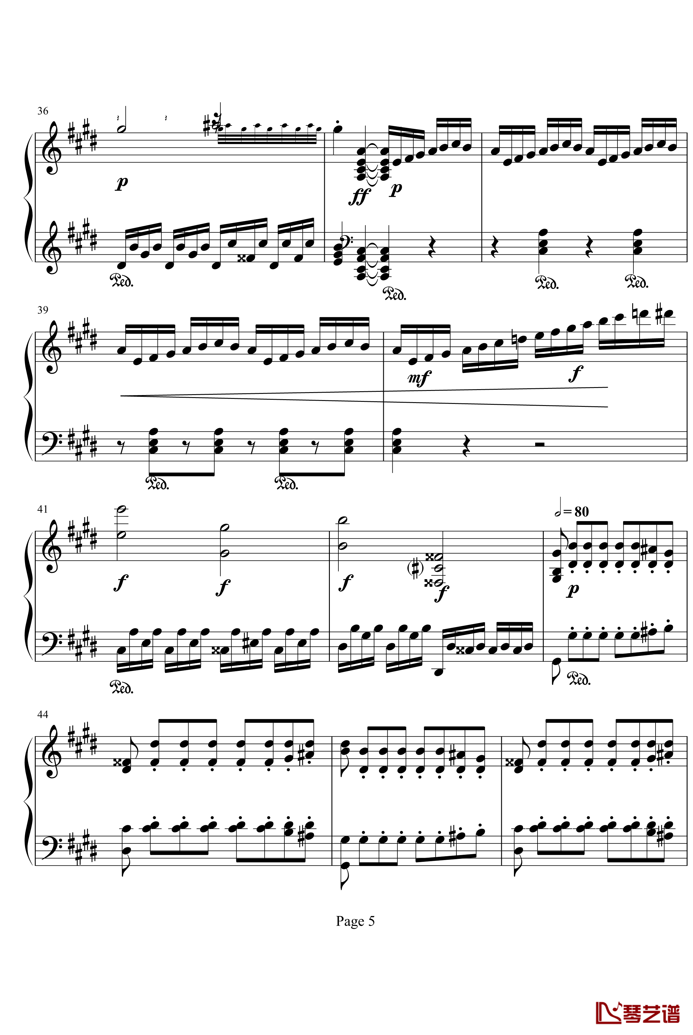 月光第三乐章钢琴谱-贝多芬5