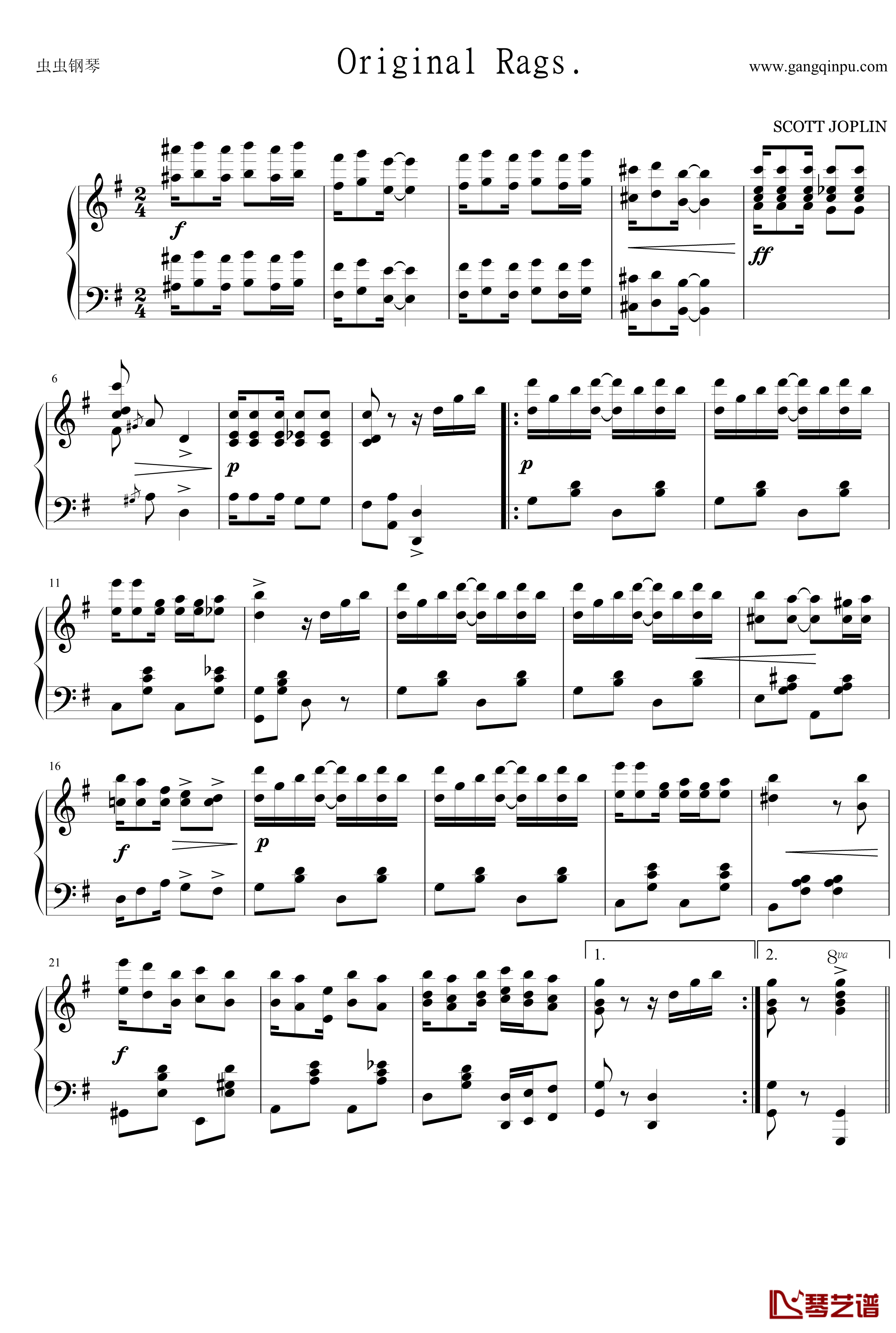 原版拉格钢琴谱-斯科特 乔普林1