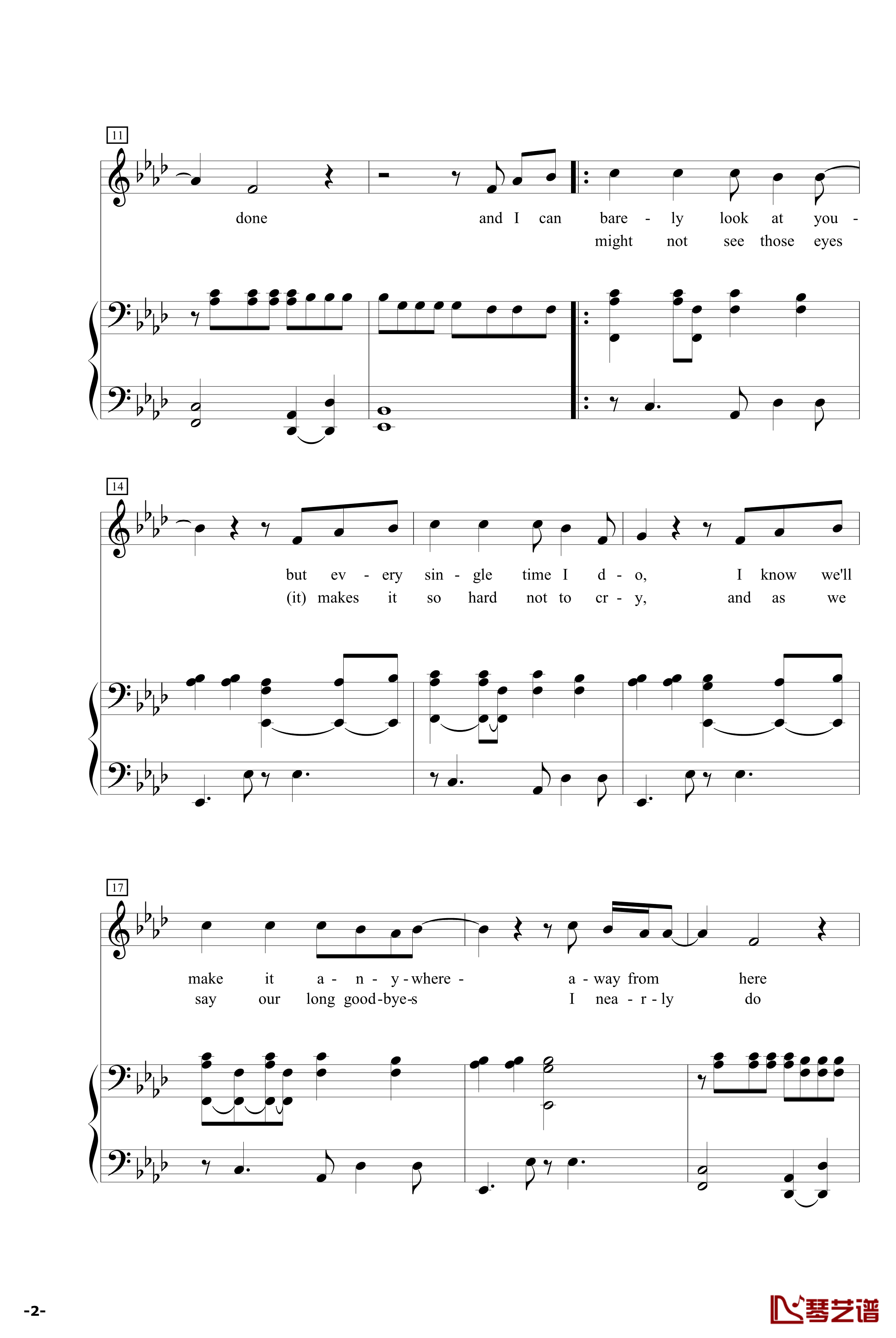 Run钢琴谱-LeonaLewis修正版2