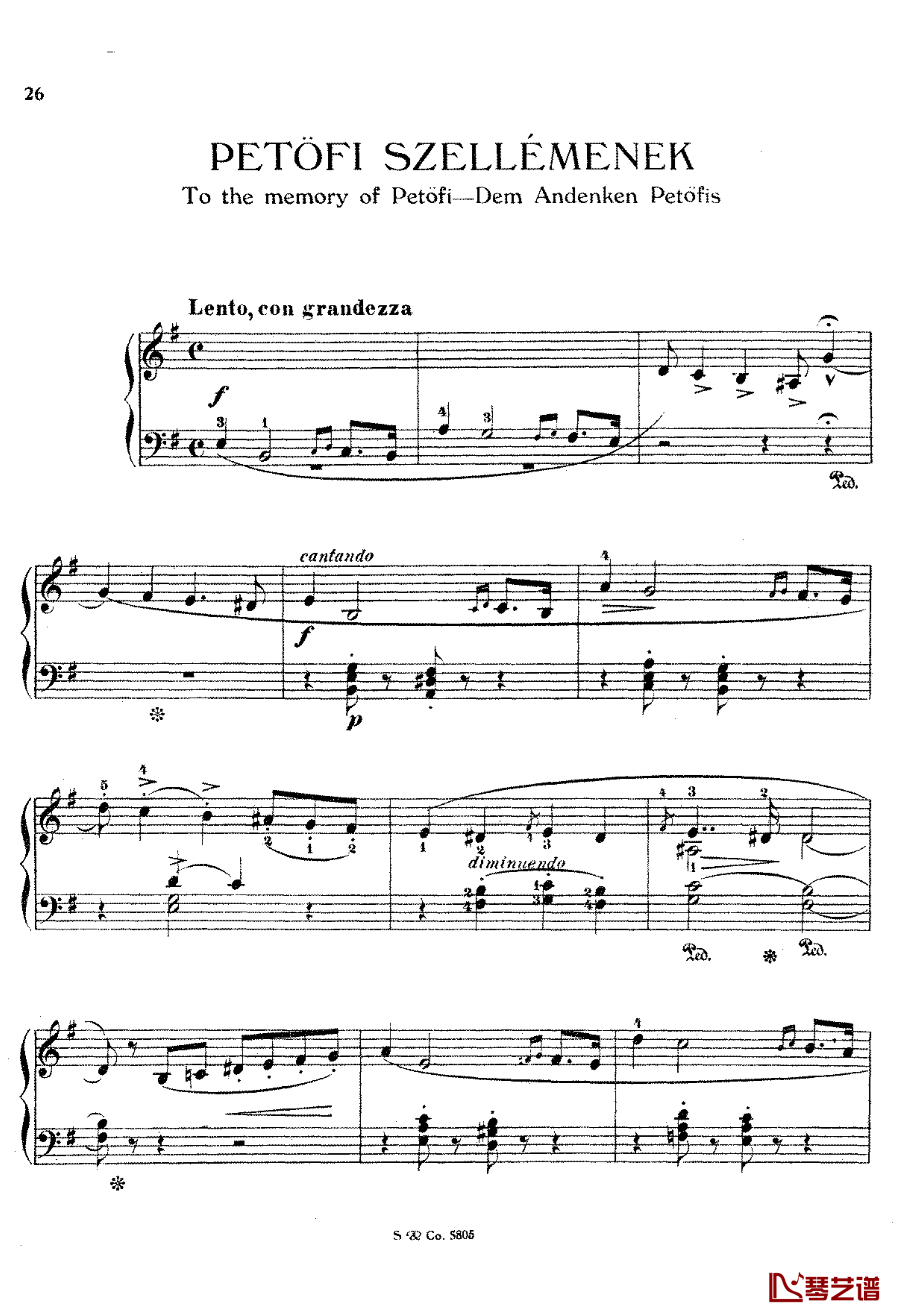 纪念裴多菲S.195钢琴谱-李斯特1