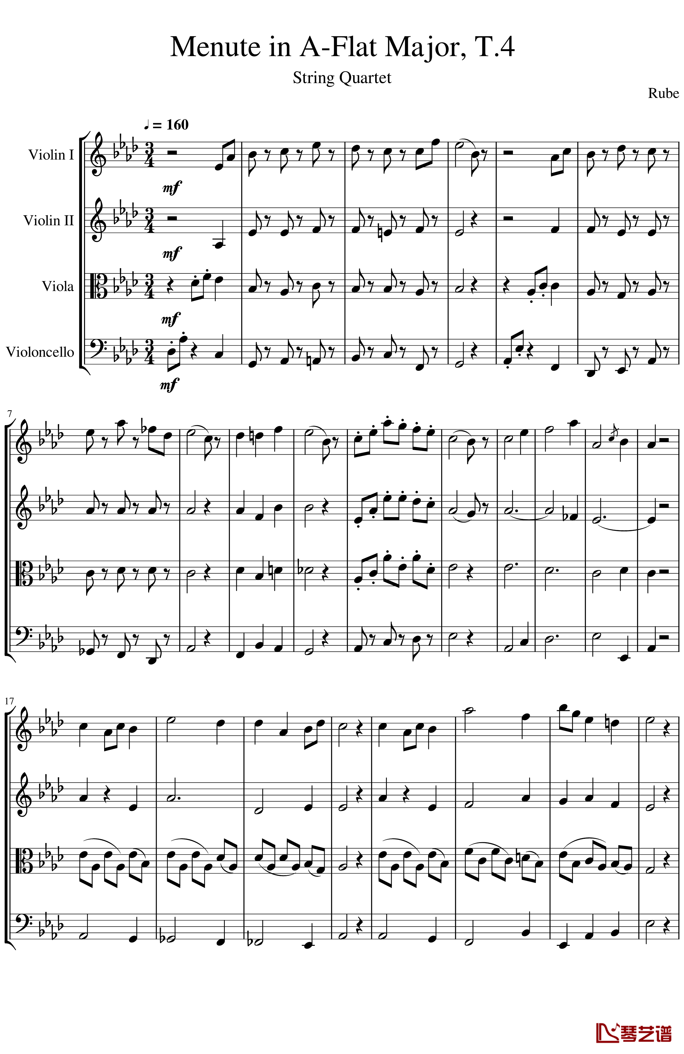 Menute in A-Flat Major, T.4钢琴谱-一个球1