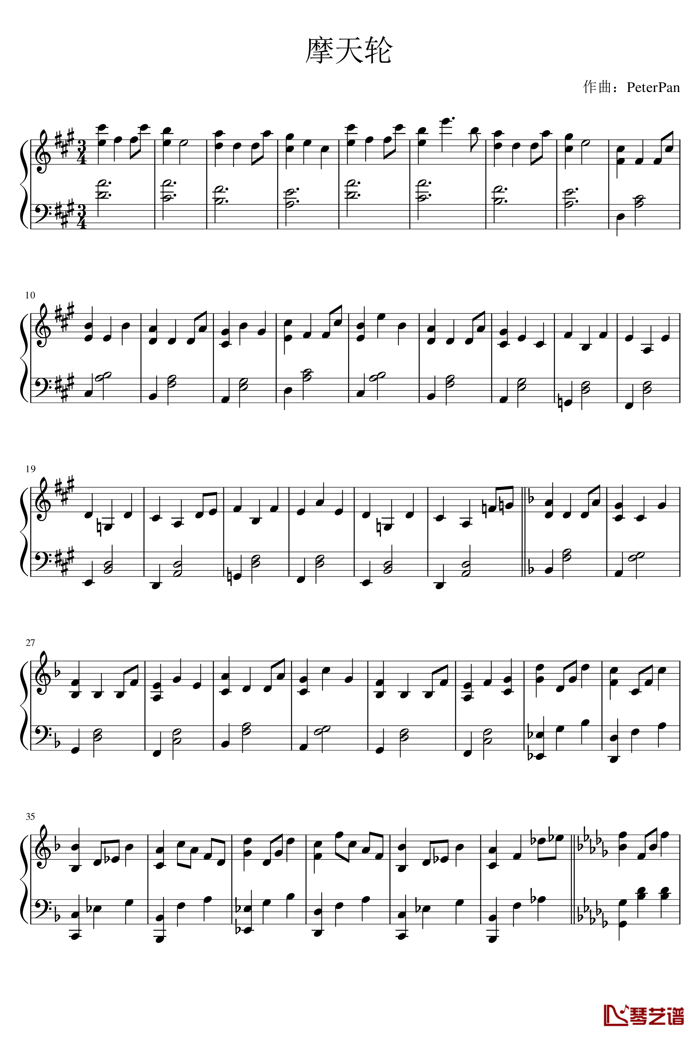 摩天轮钢琴谱-PeterPan_n1