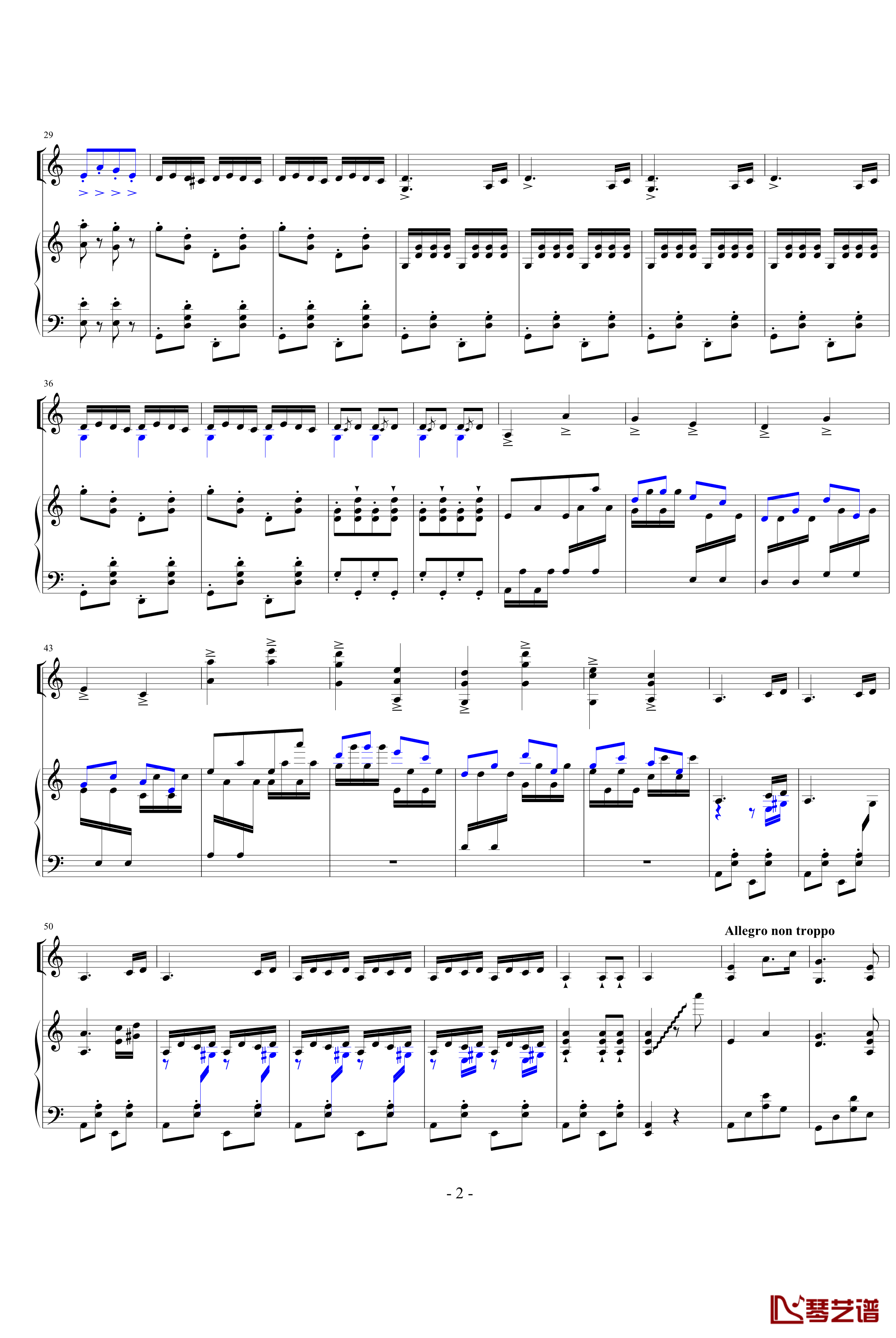 赛马钢琴谱-小提琴版-中国名曲2