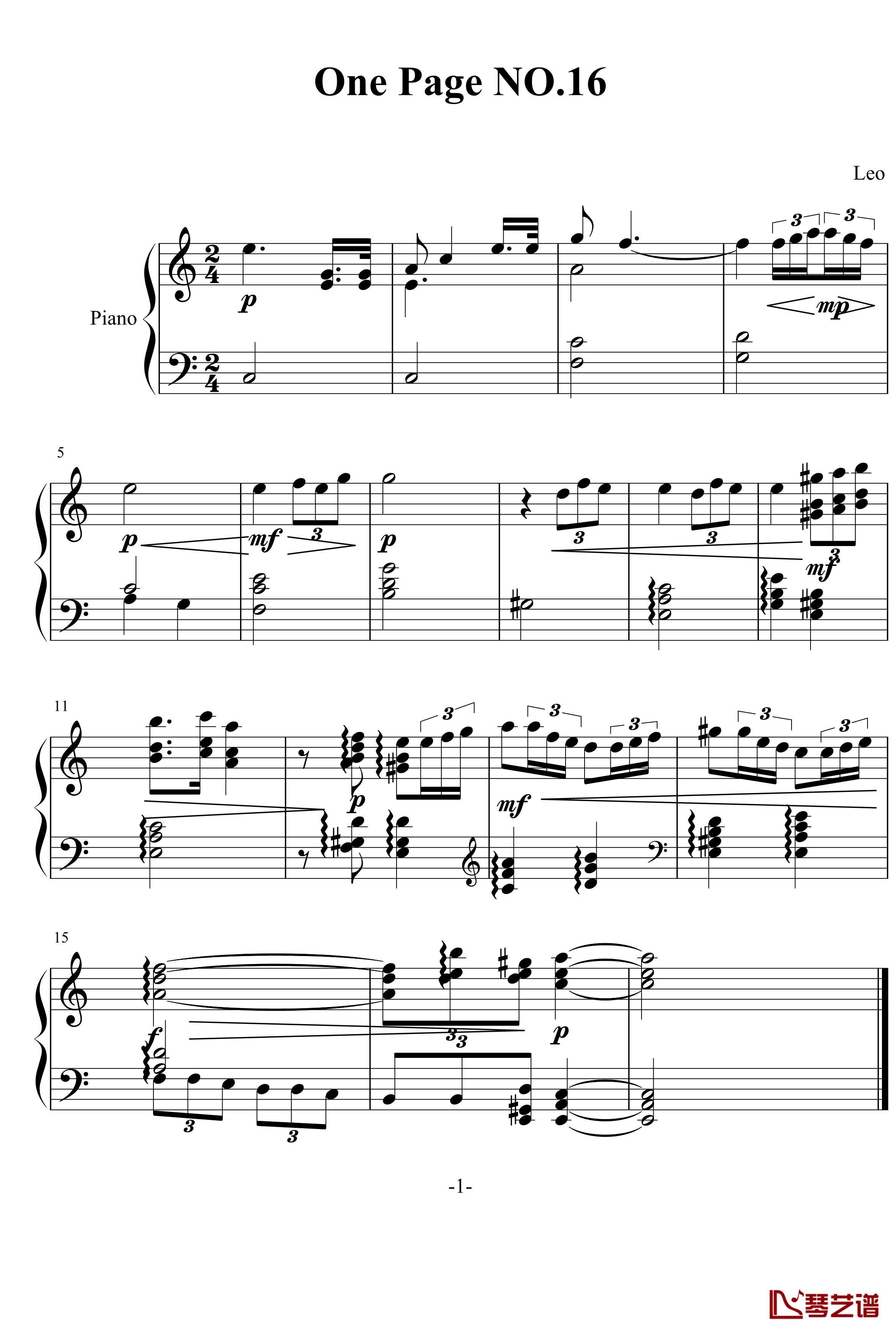 一页曲16钢琴谱-叹息-灵动无痕1