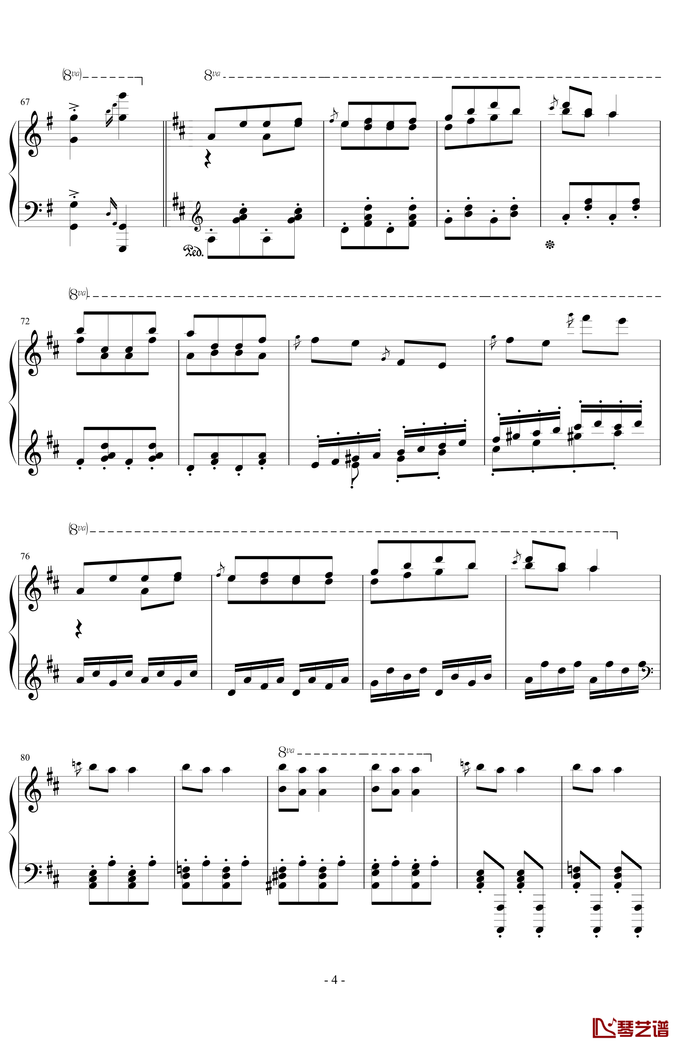 康康舞钢琴谱-奥芬巴哈4