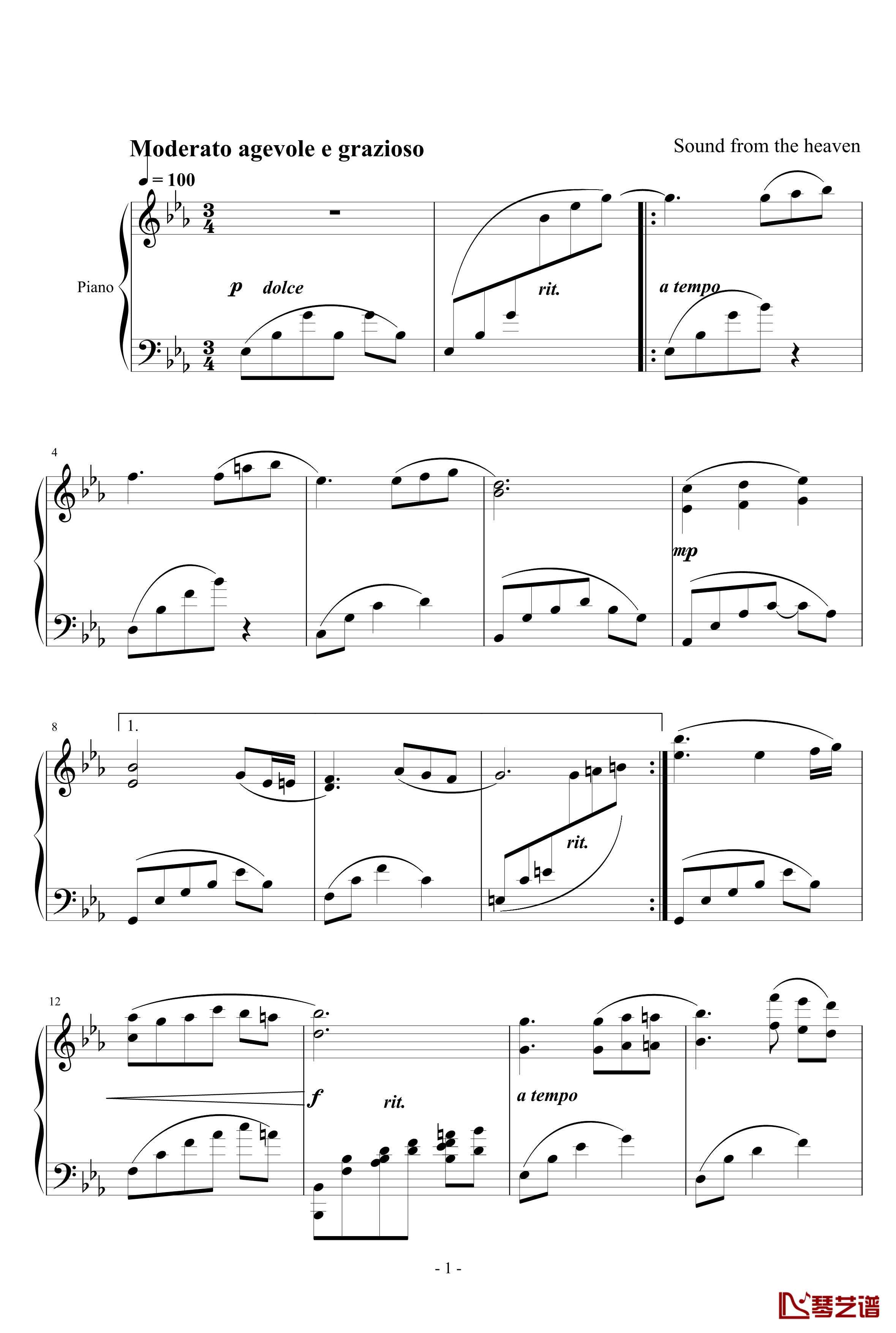 无题10钢琴谱-天籁传声1