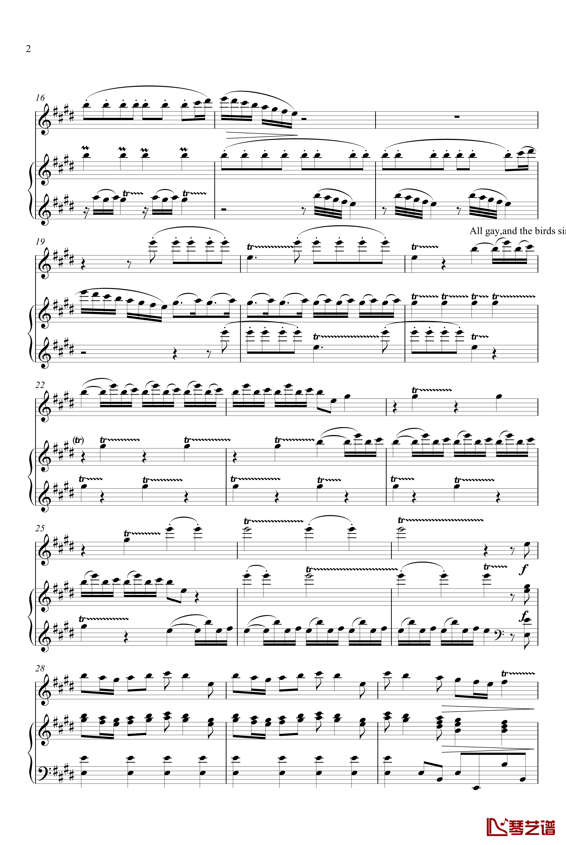 四季 春钢琴谱-维瓦尔第2