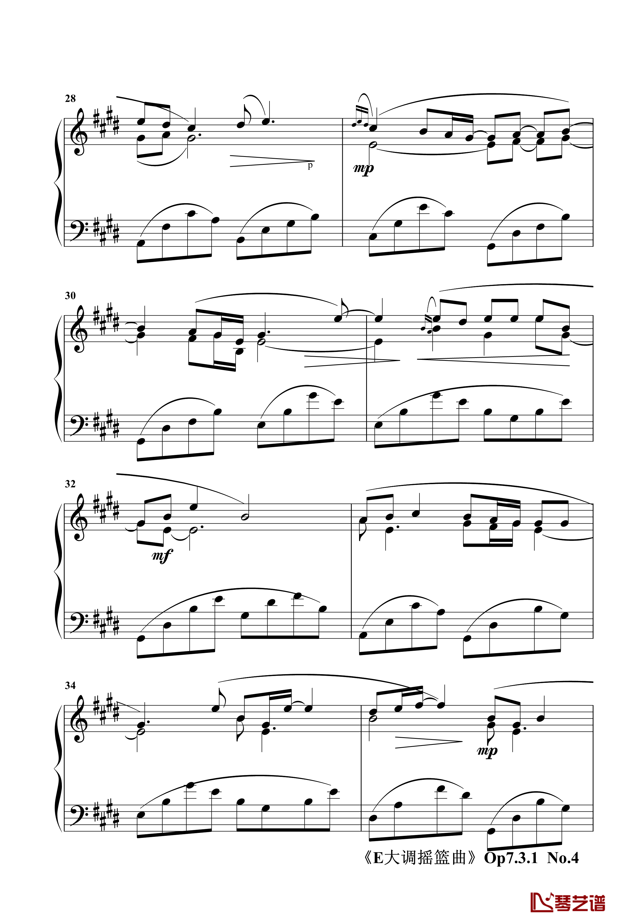 E大调摇篮曲Op7.3.1钢琴谱-jerry57434