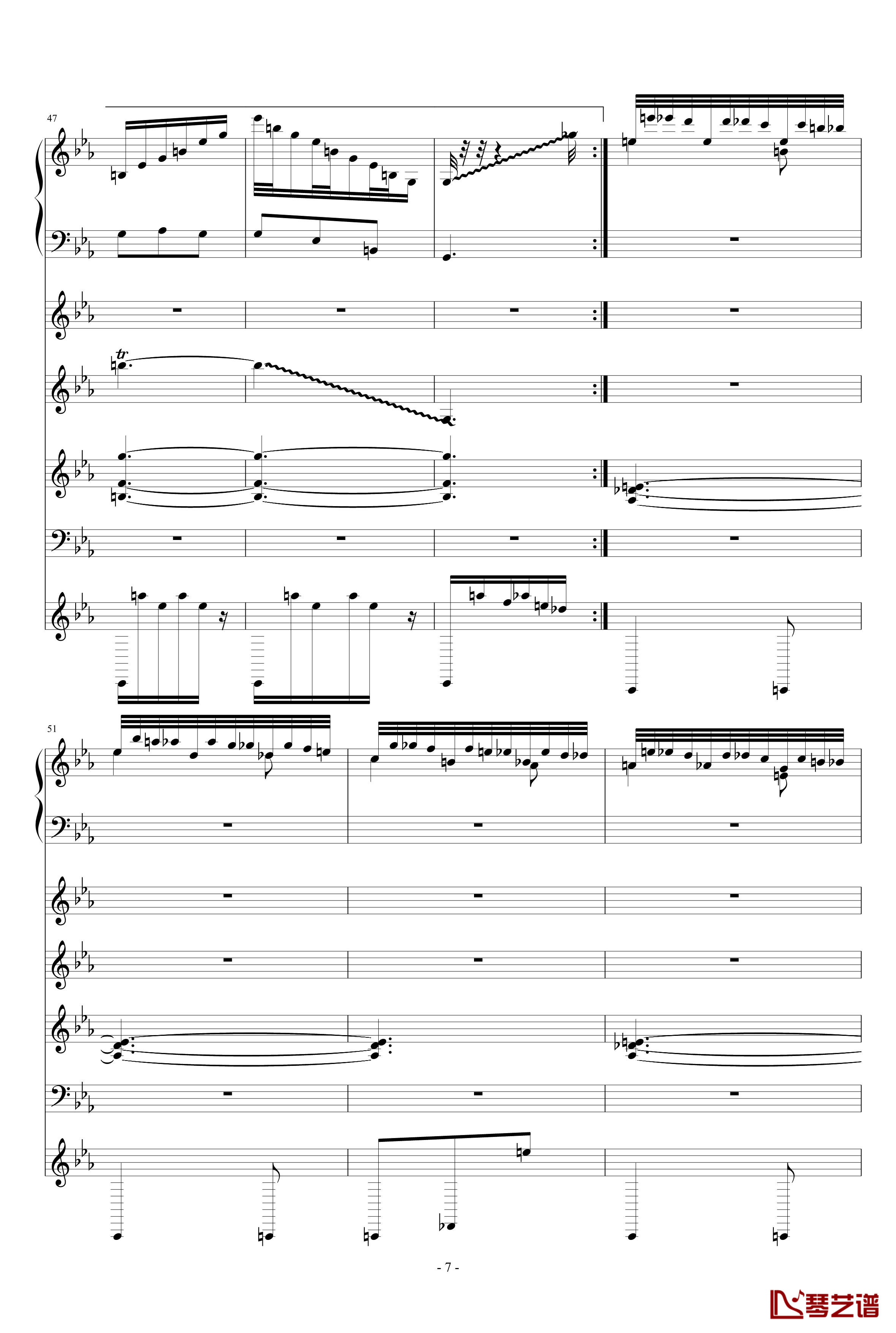 月の六重奏钢琴谱-A弦-airoad7