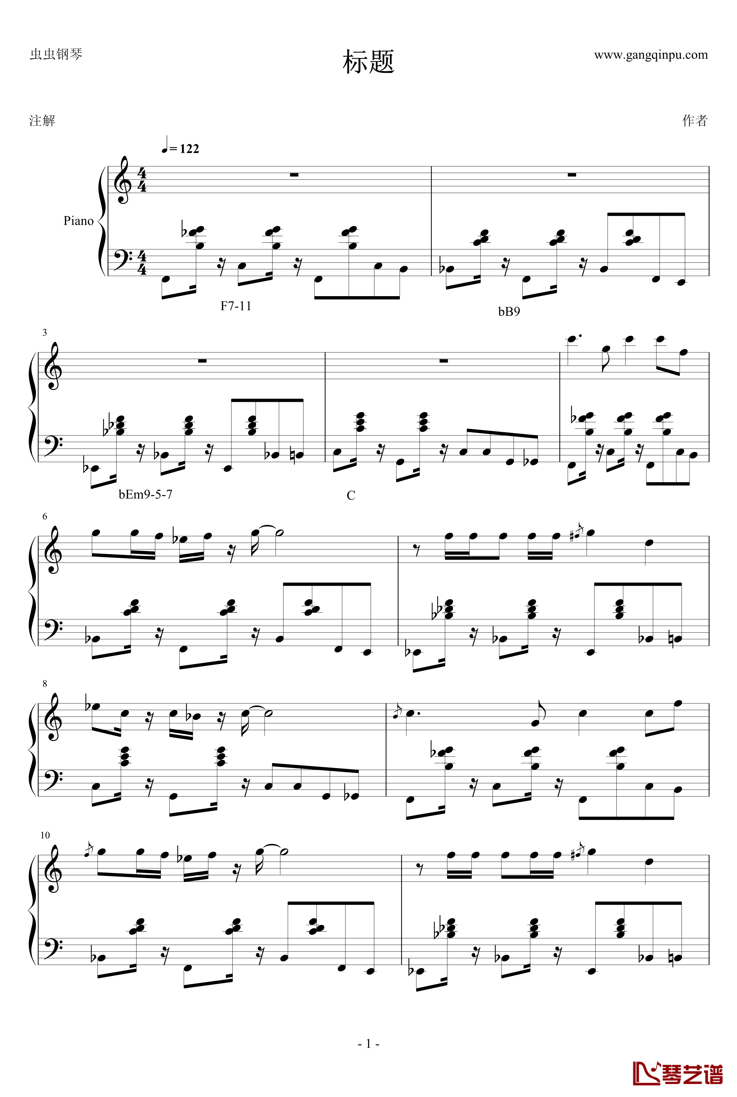 奈亚子op钢琴谱-奈亚子W开始的一段音乐1