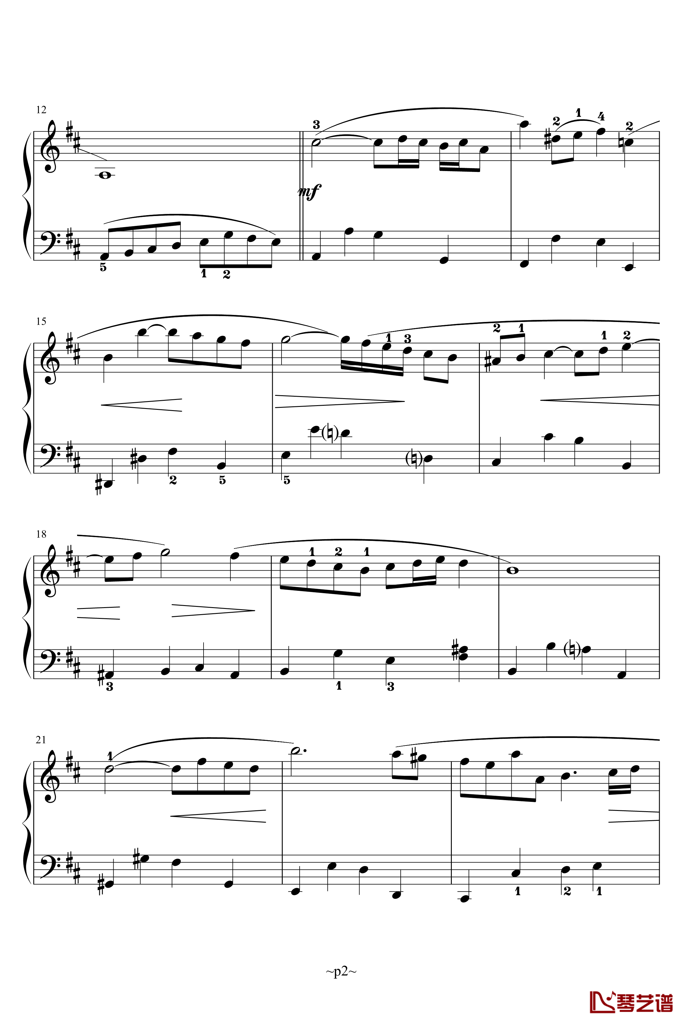 G弦之歌钢琴谱-巴赫-P.E.Bach2