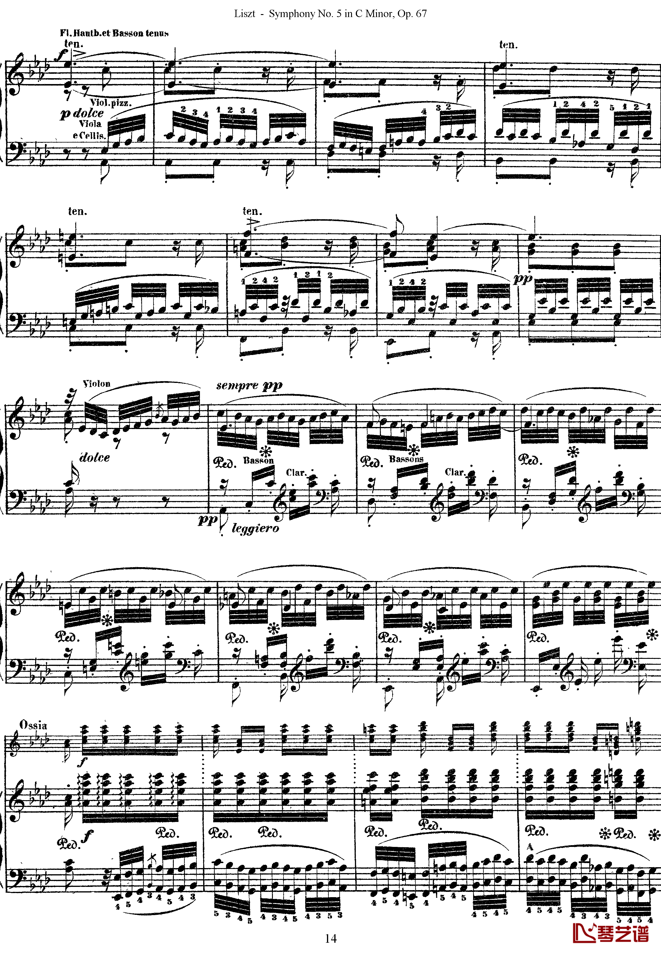 第五交响乐的钢琴曲钢琴谱-李斯特-李斯特改编自贝多芬14