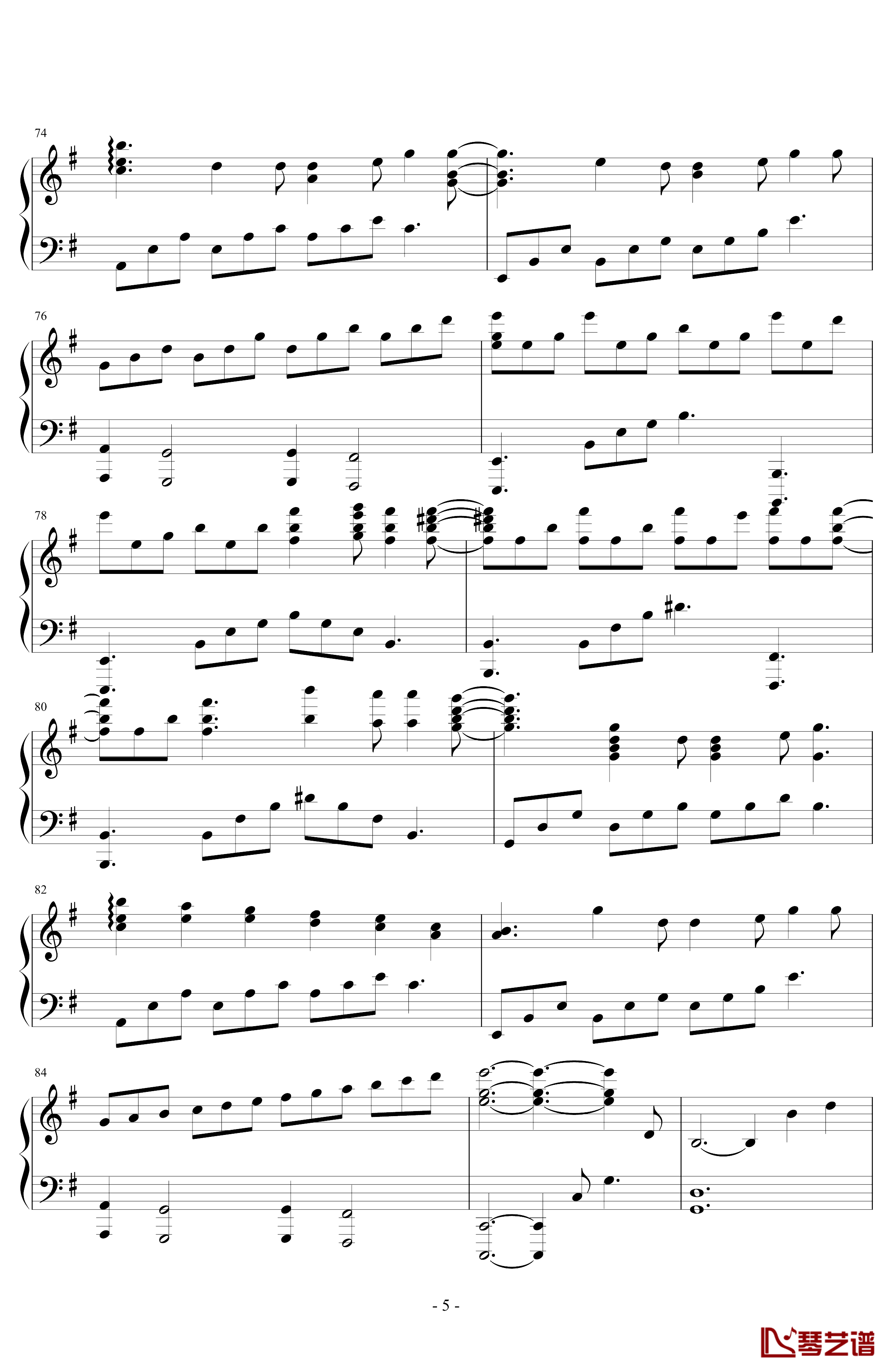 生日快乐钢琴谱-爵士版-世界名曲5