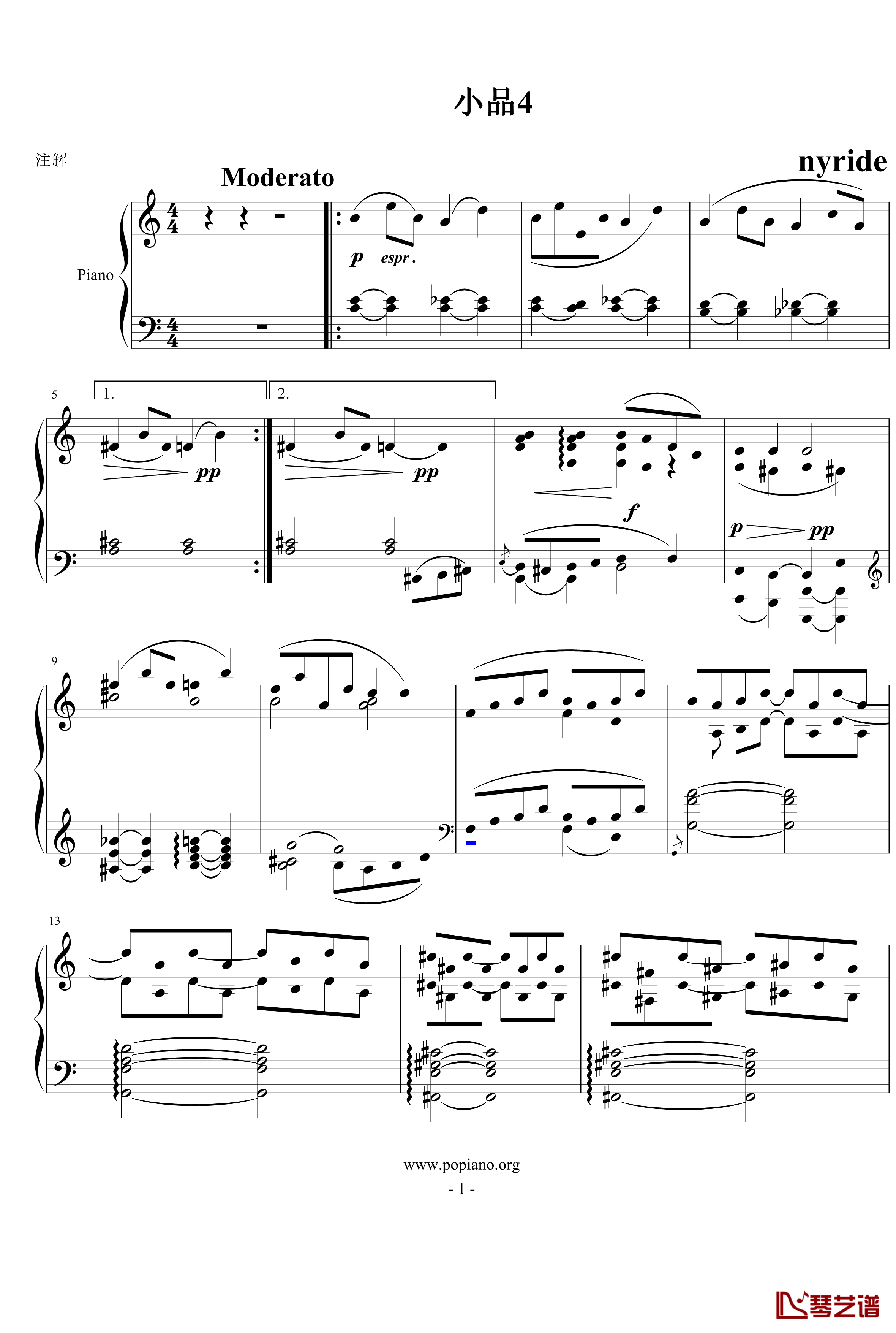 小品4钢琴谱-nyride1