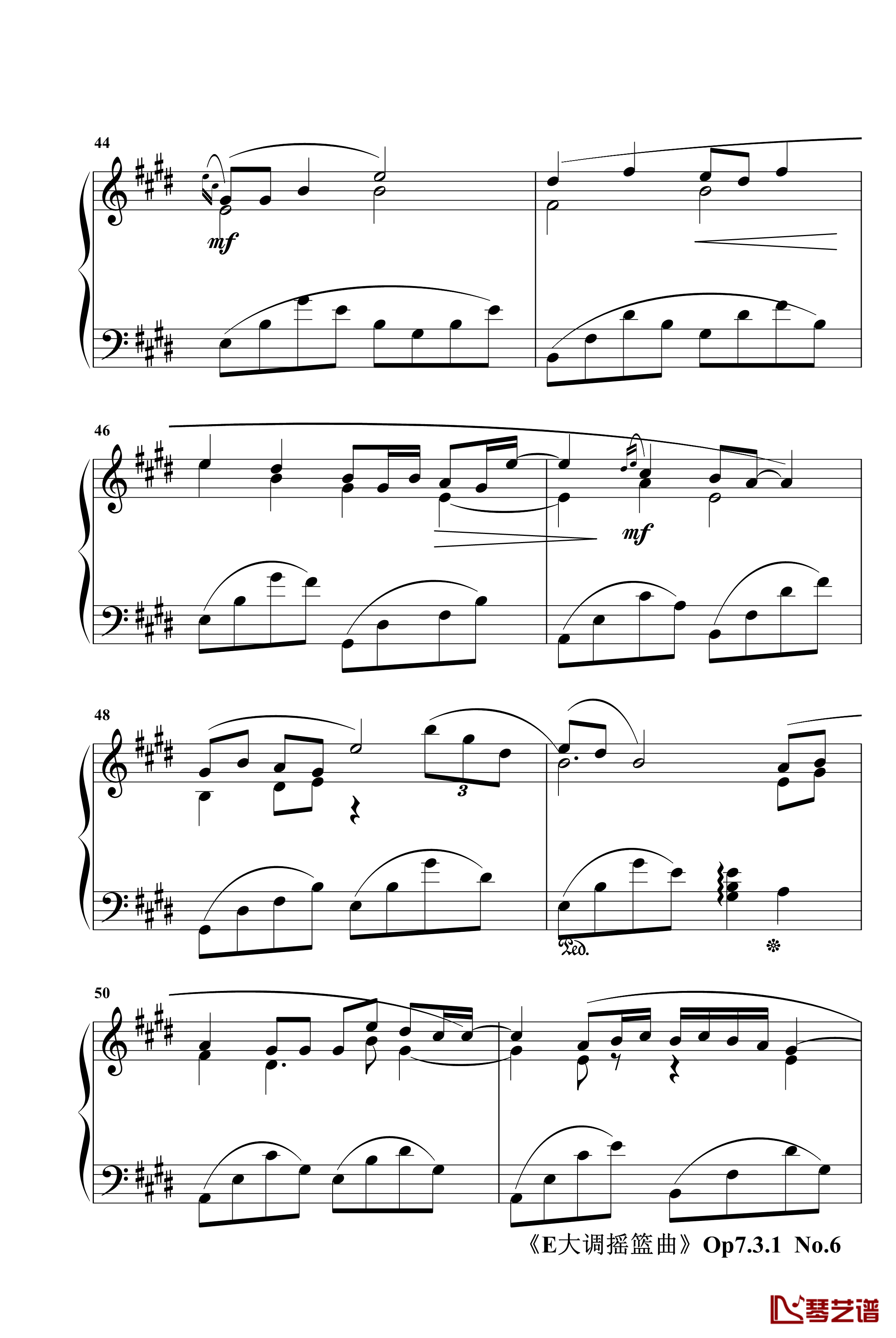 E大调摇篮曲Op7.3.1钢琴谱-jerry57436