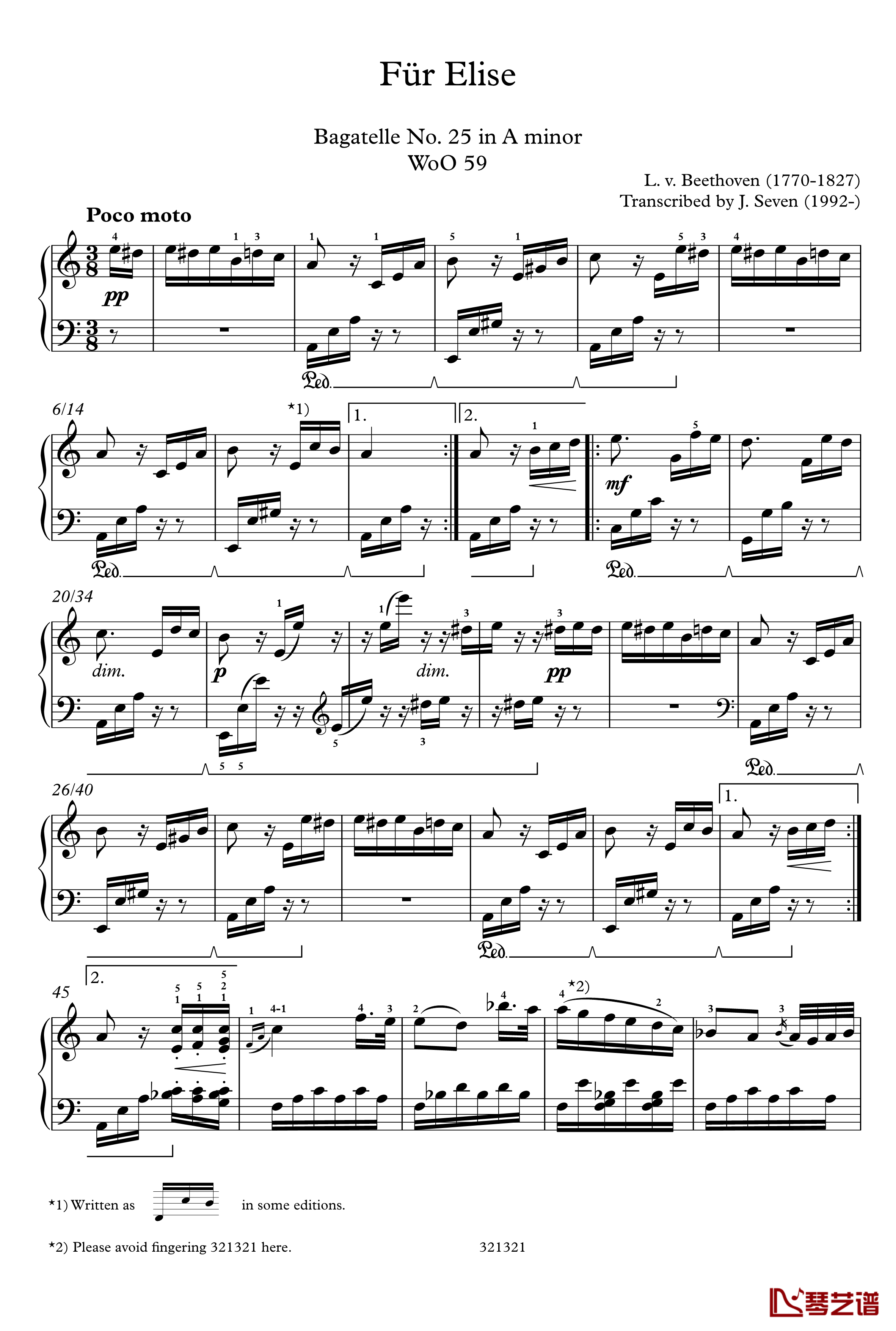 献给爱丽丝钢琴谱-Für Elise-贝多芬-beethoven1