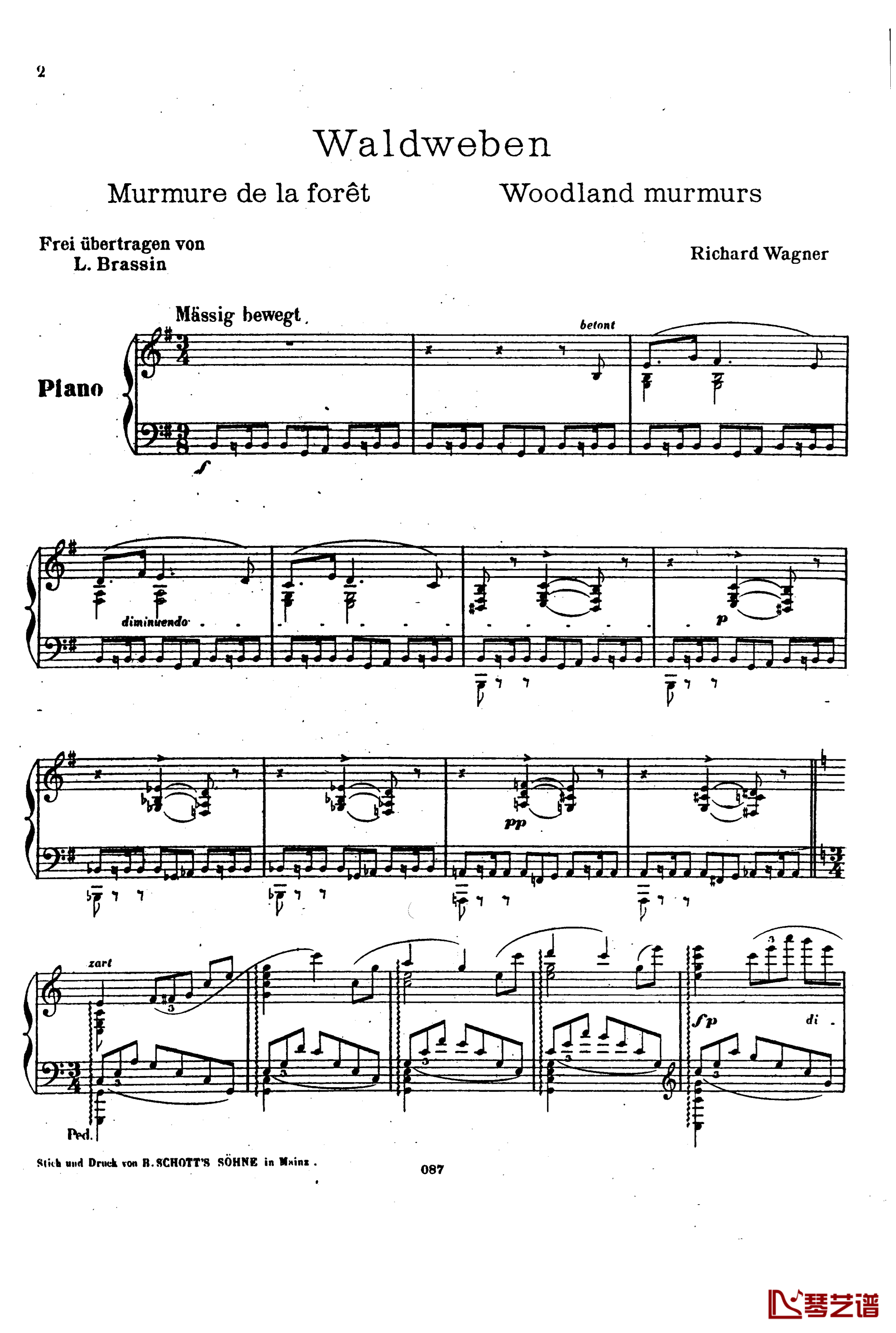森林低语钢琴谱-瓦格纳1