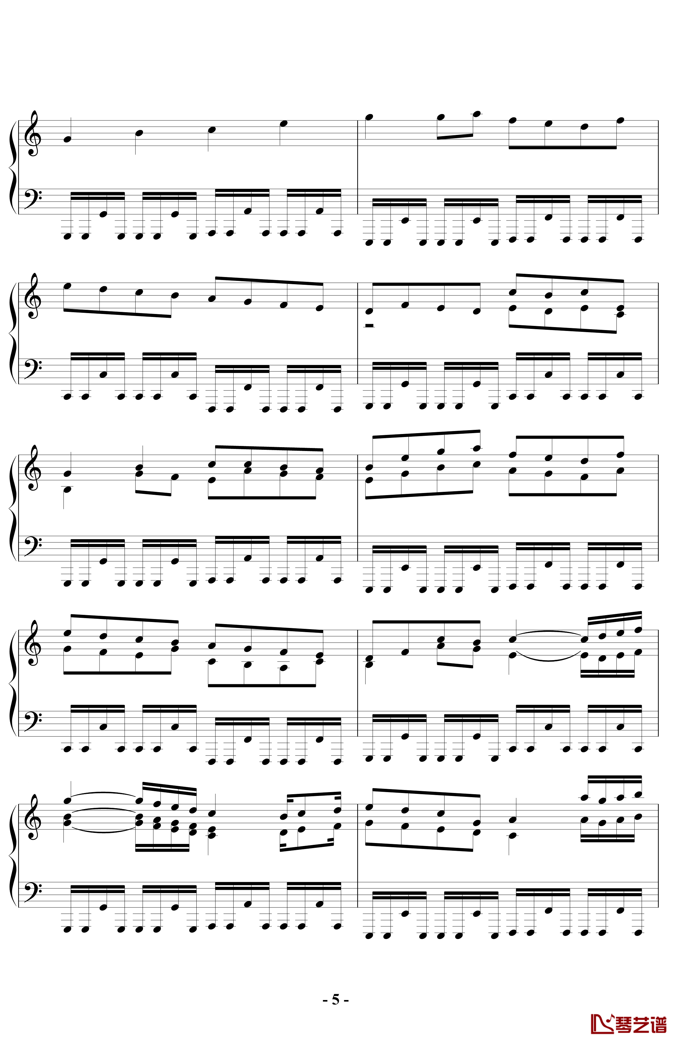 卡农钢琴谱-钢琴摇滚标准版-帕赫贝尔-Pachelbel5