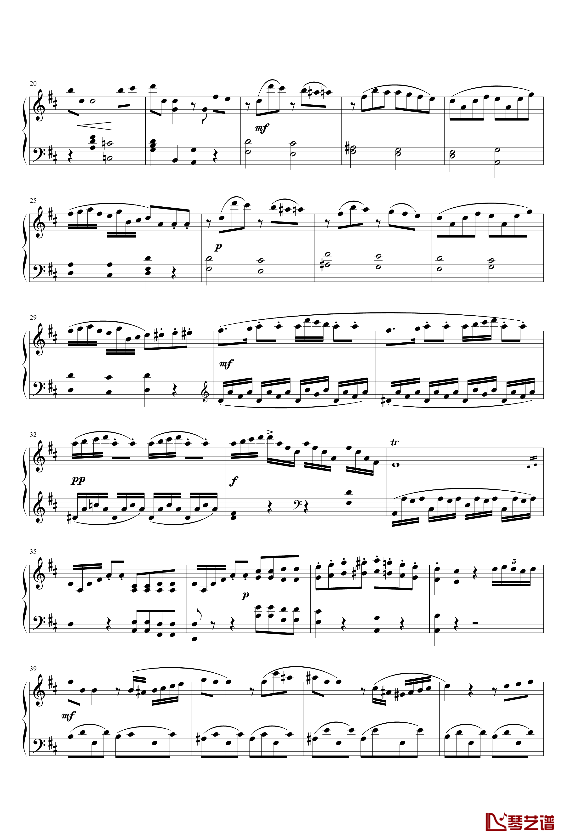 D大调奏鸣曲钢琴谱-乐之琴2