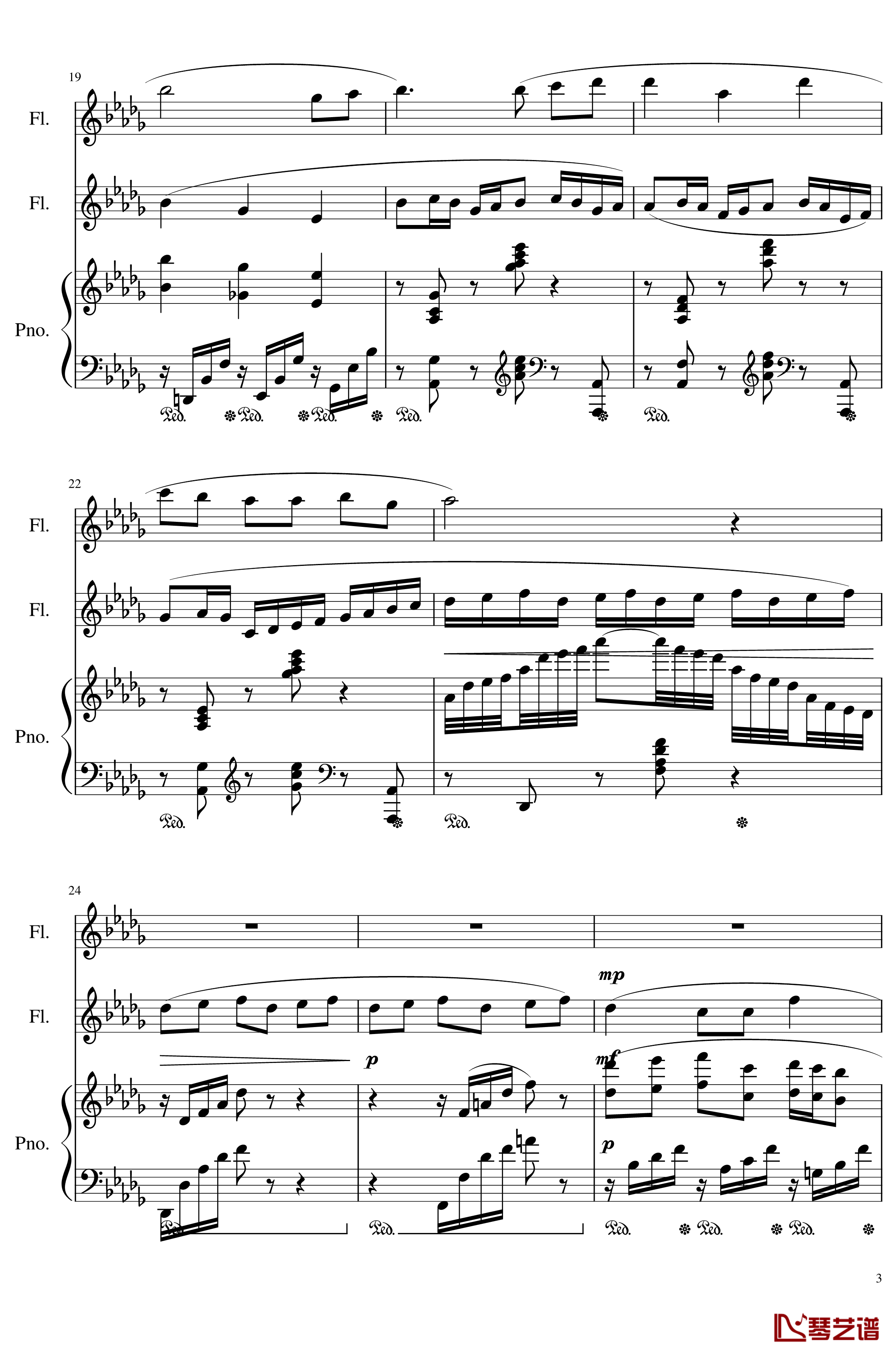 Faure:Clair de lune, Op.46 No.2钢琴谱-福雷-Arr.Rube3