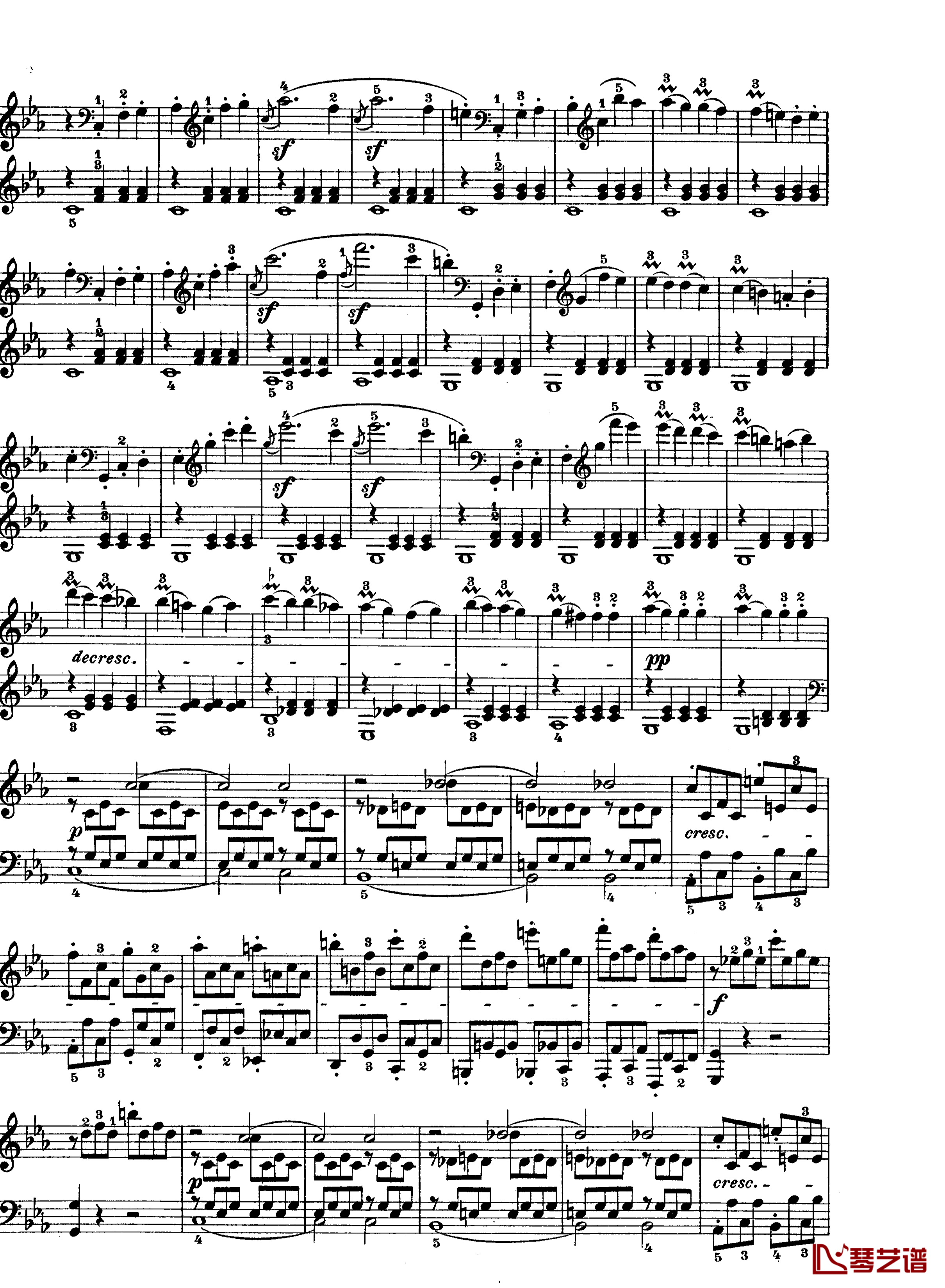 C小调第八琴奏鸣曲钢琴谱-悲怆-贝多芬-beethoven7