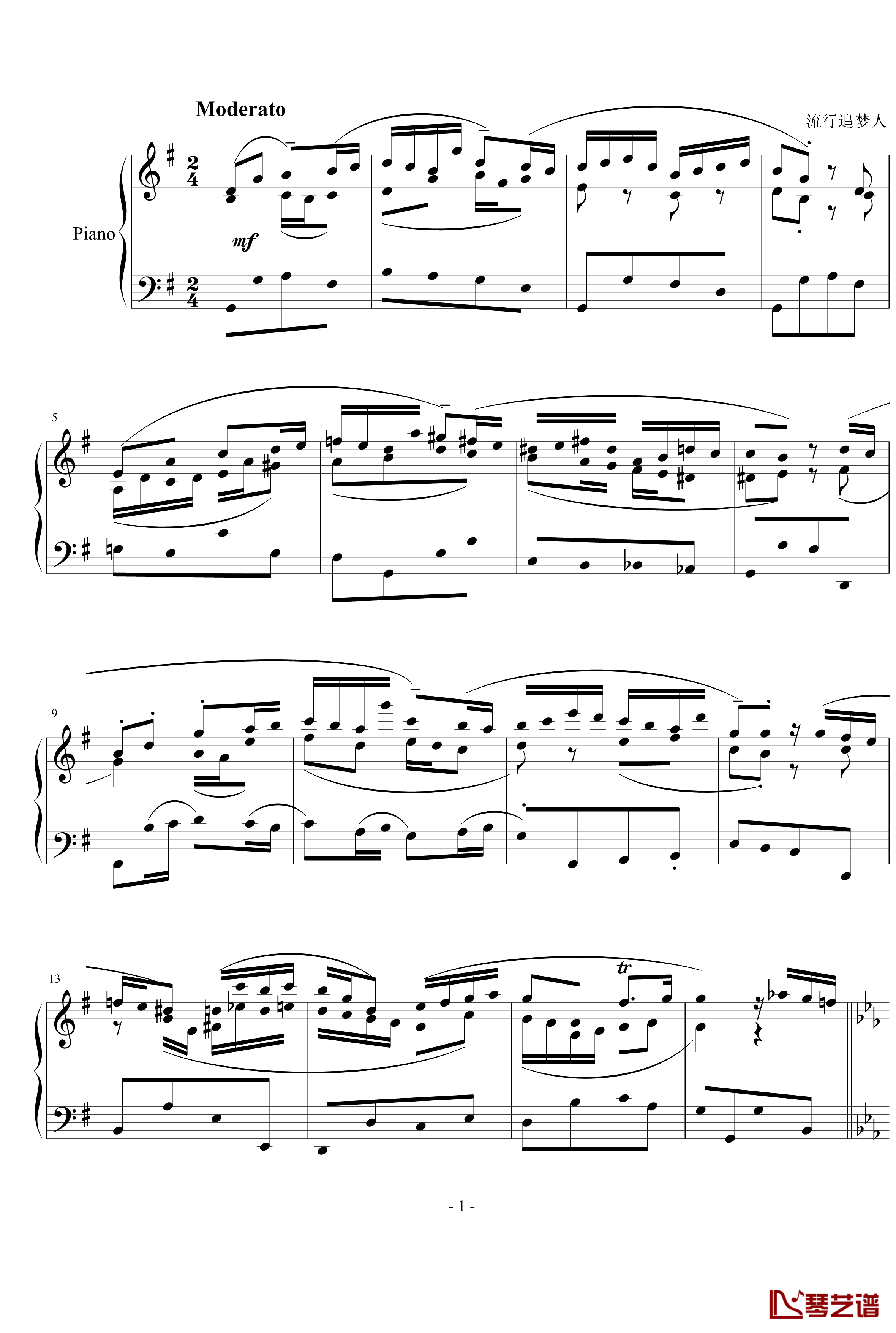 贝多芬的钢琴谱-流行追梦人1