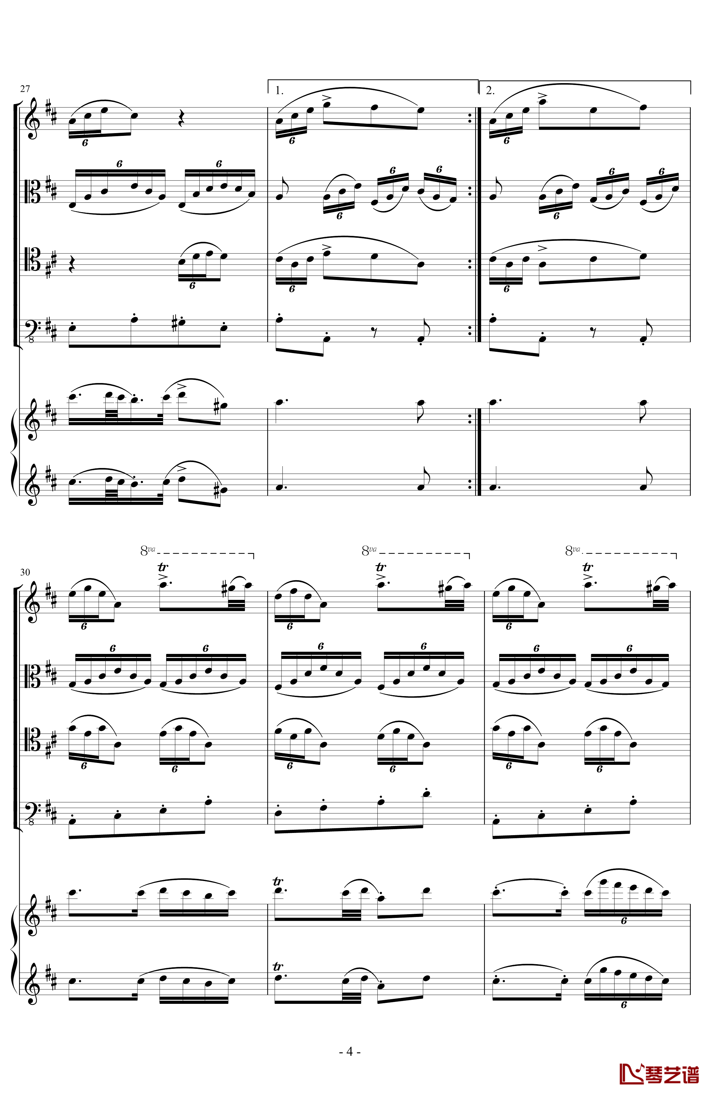 A大调弦乐五重奏“鳟鱼”第四乐章钢琴谱-总谱-舒伯特4