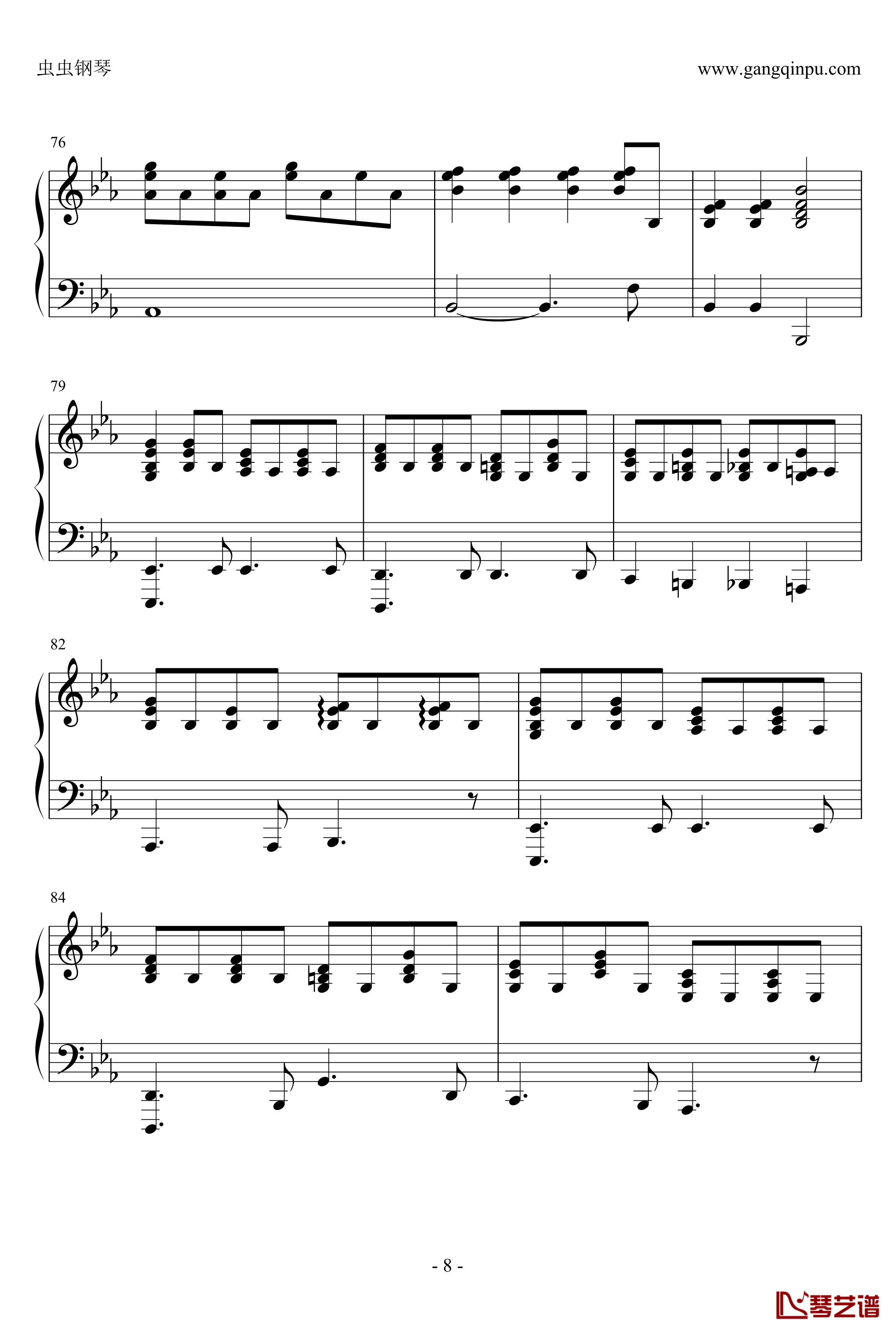 石榴石钢琴谱-《穿越时空的少女》主题曲伴奏-奥华子8