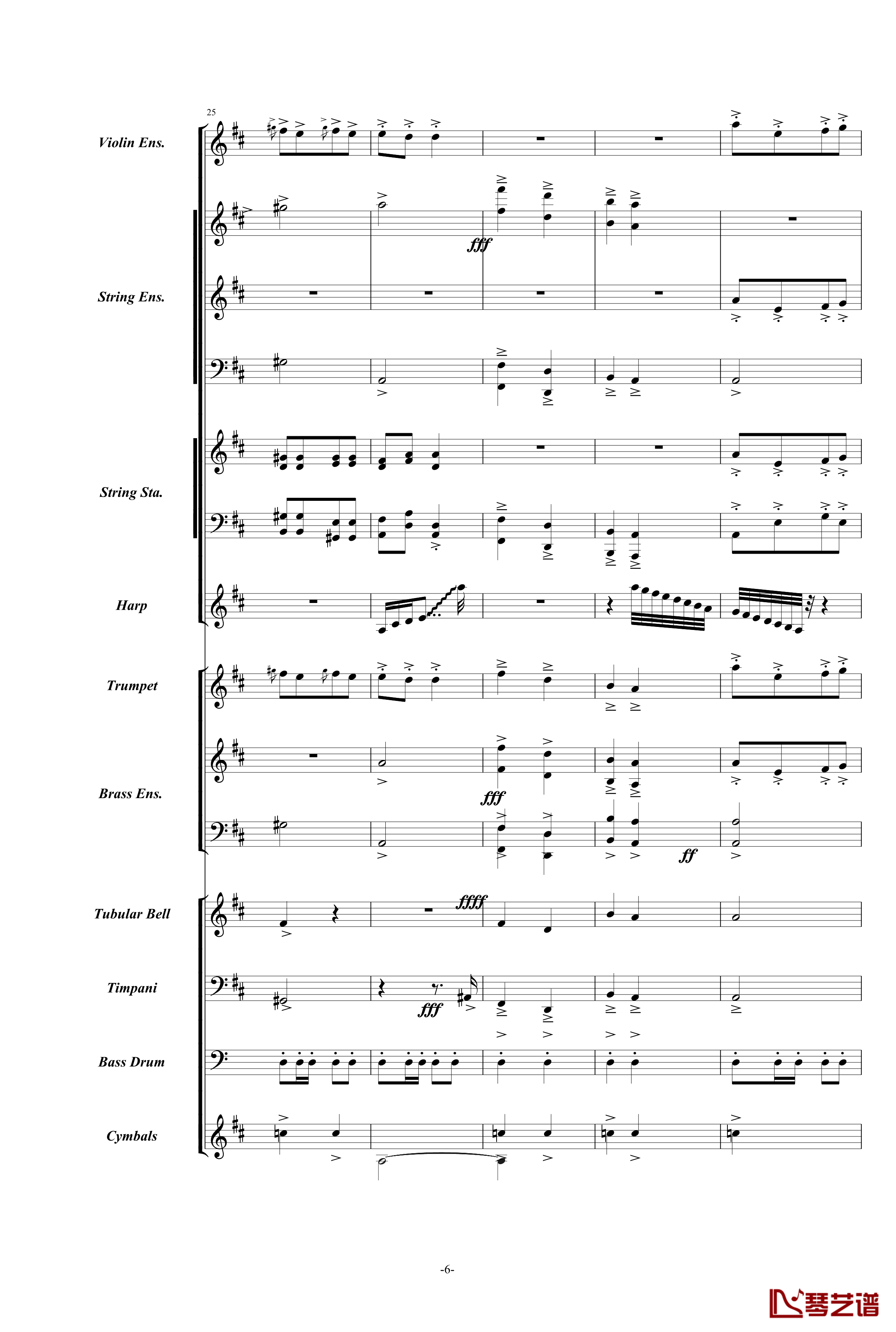康康舞曲钢琴谱-震撼交响版总谱-奥芬巴赫6
