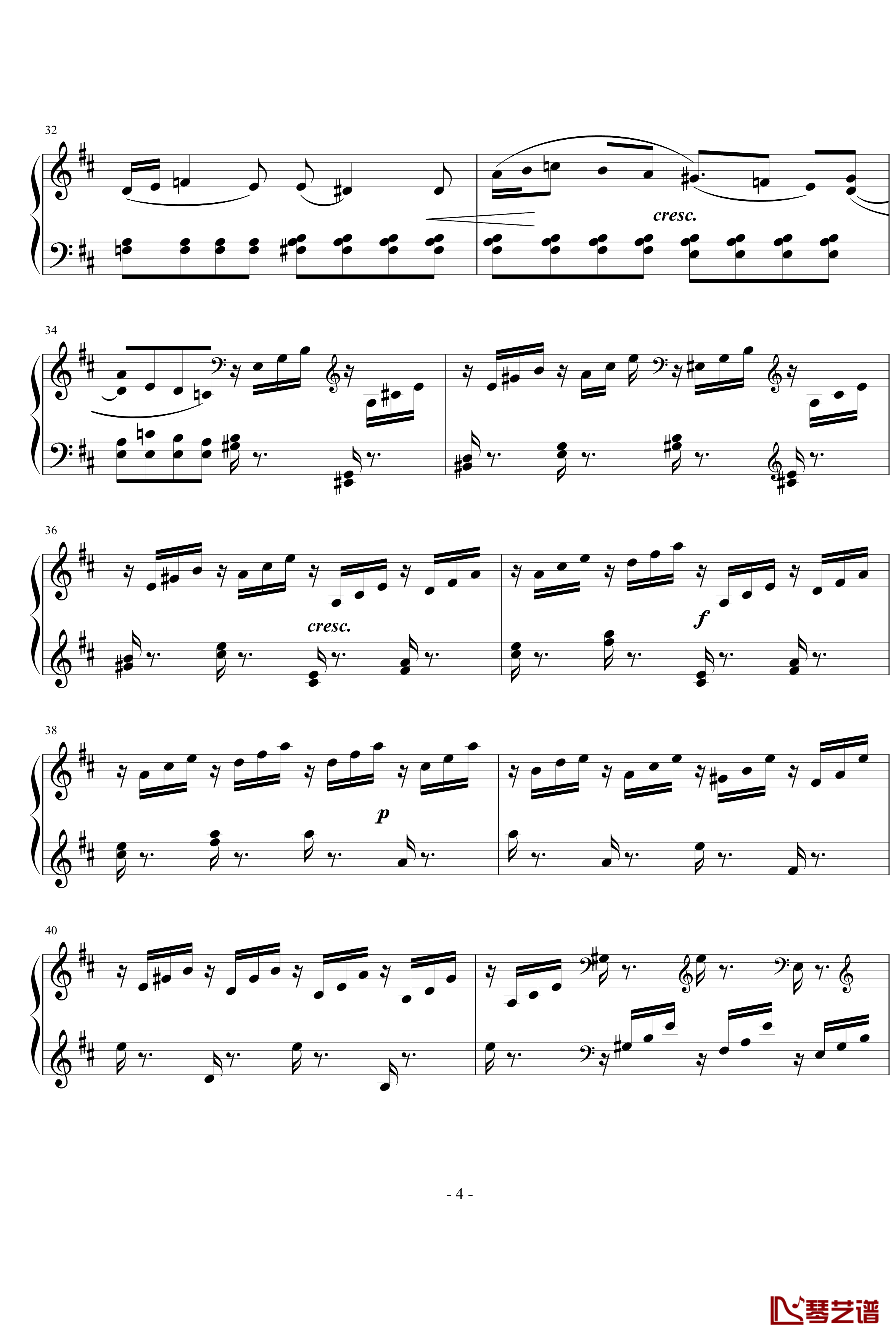 D大调奏鸣曲钢琴谱-世界名曲4