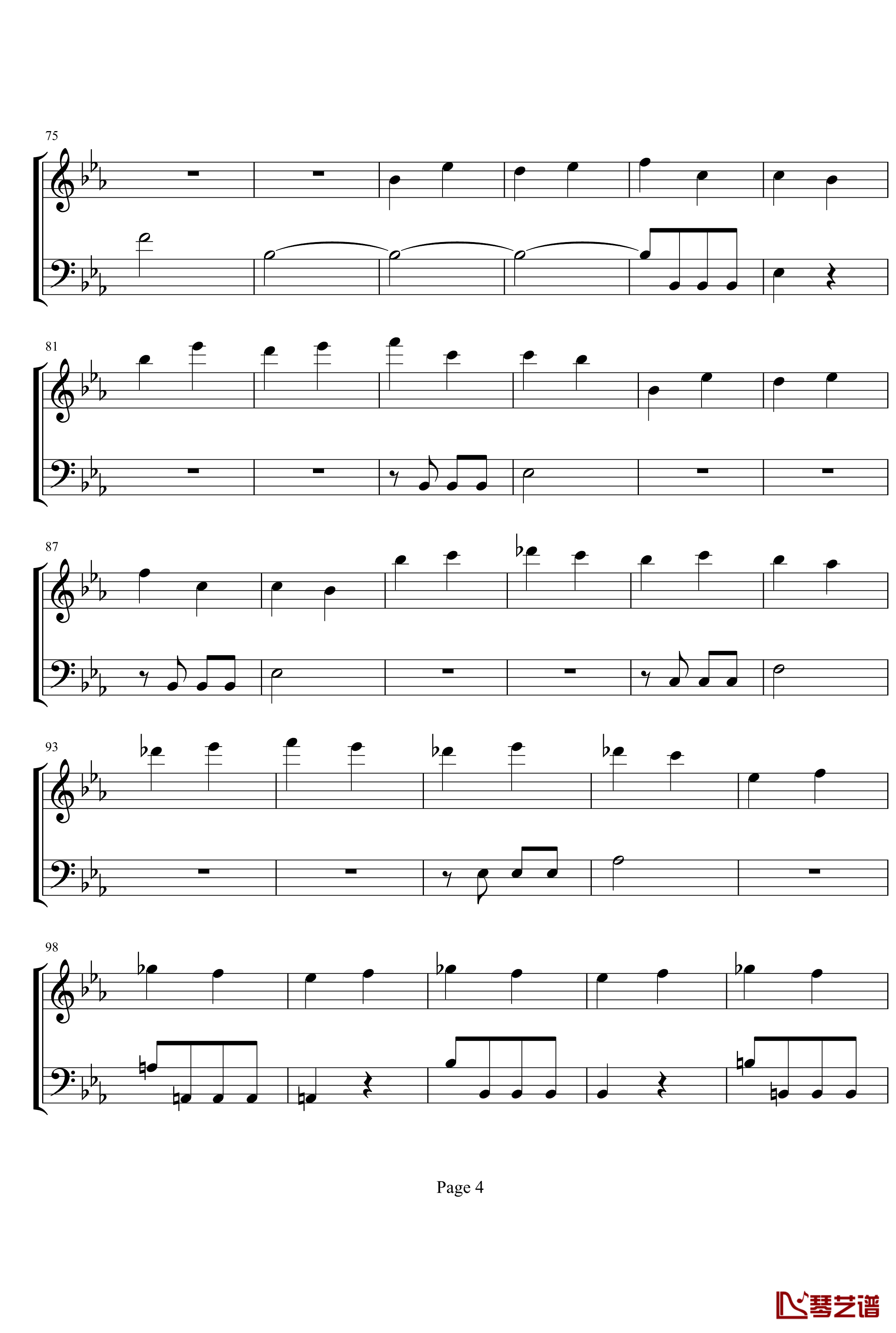 命运交响曲钢琴谱-贝多芬4